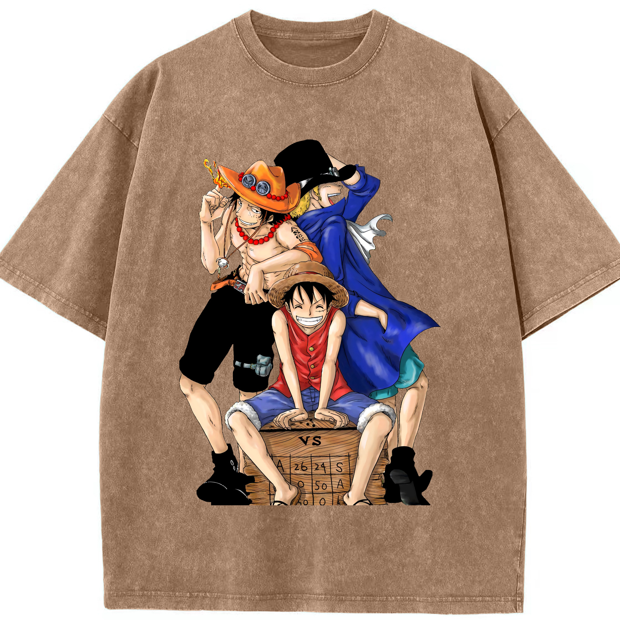 ワンピース モンキー・D・ルフィ ONE PIECE Monkey D. Luffy 綿100% ヴィンテージ風 半袖Tシャツ（フロントプリント）