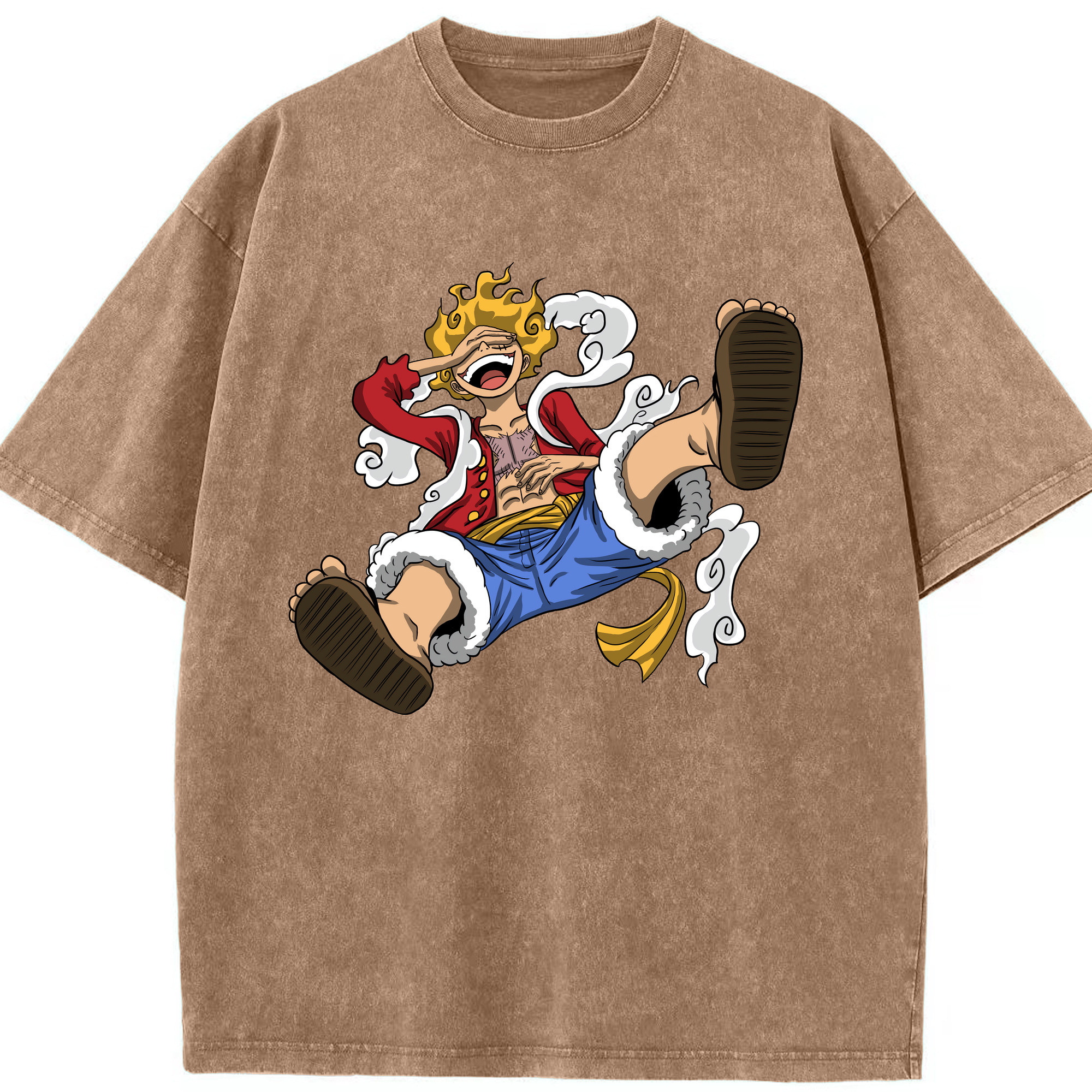 ワンピース モンキー・D・ルフィ ONE PIECE Monkey D. Luffy 綿100% ヴィンテージ風 半袖Tシャツ（フロントプリント）