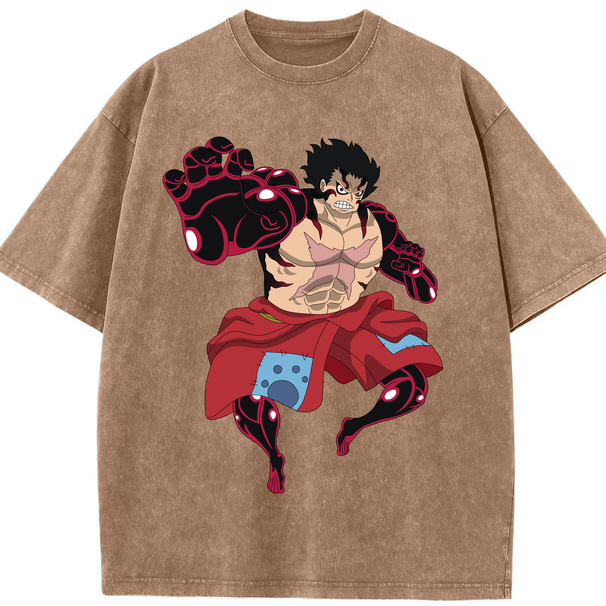 ワンピース モンキー・D・ルフィ ONE PIECE Monkey D. Luffy 綿100% ヴィンテージ風 半袖Tシャツ（フロントプリント）