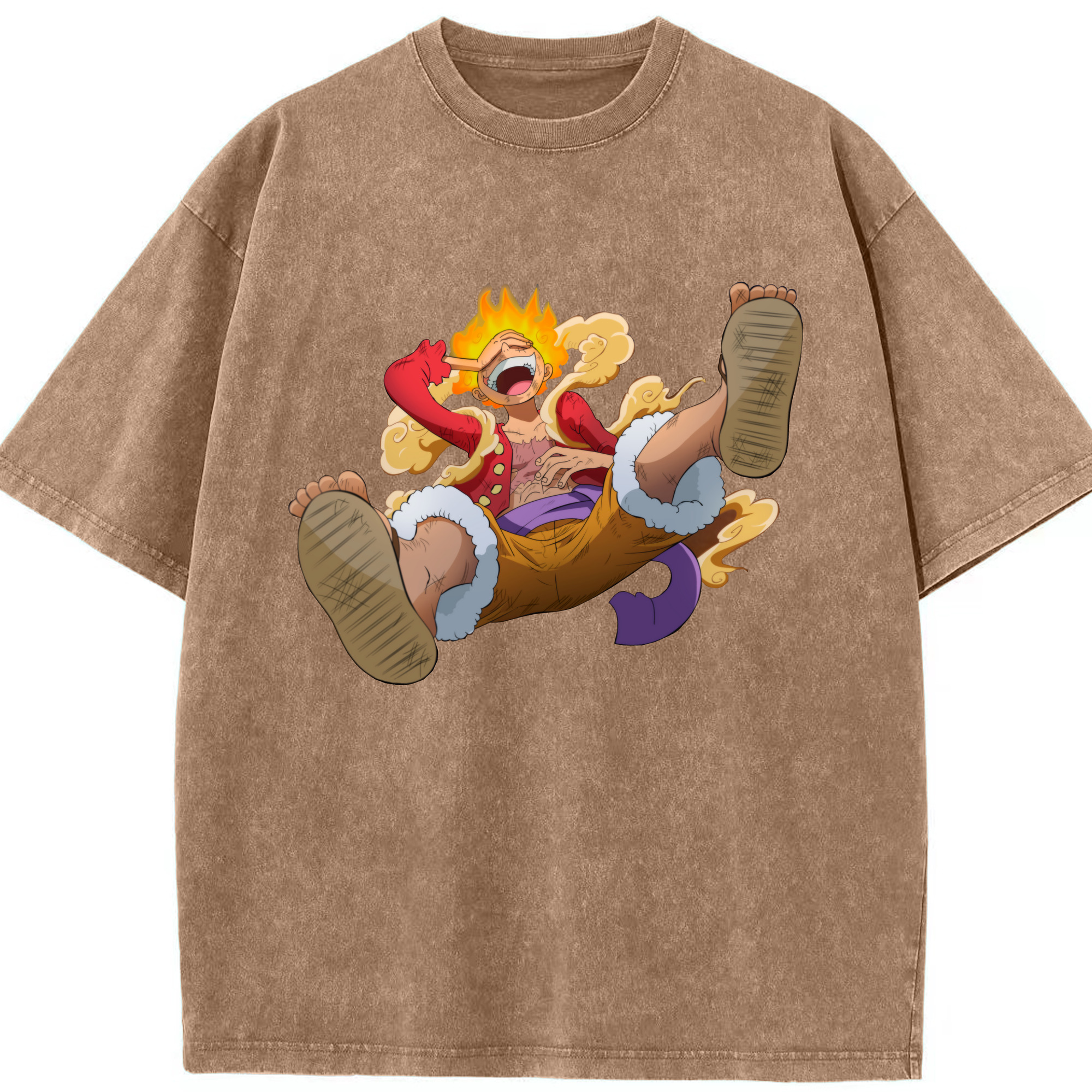 ワンピース モンキー・D・ルフィ ONE PIECE Monkey D. Luffy 綿100% ヴィンテージ風 半袖Tシャツ（フロントプリント）