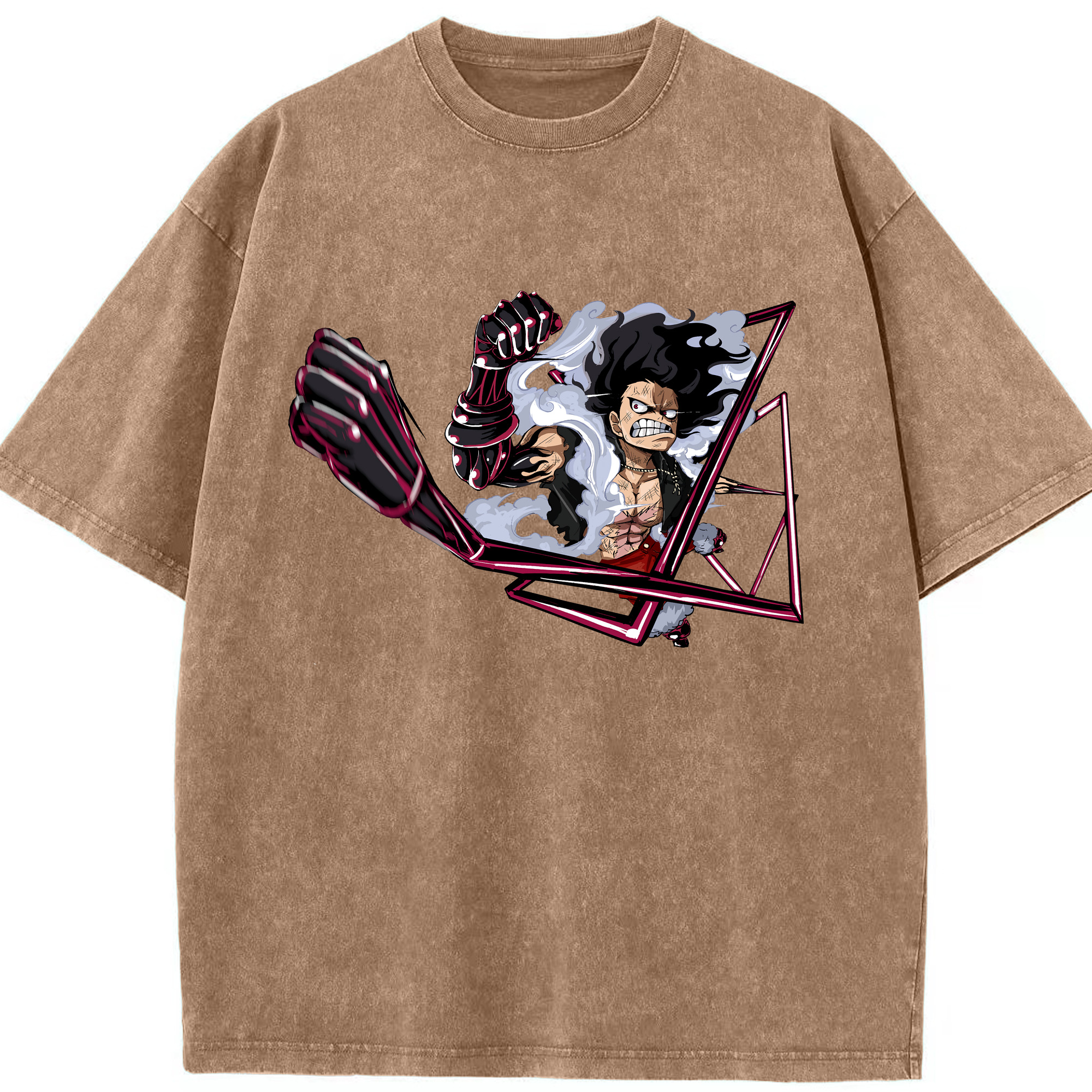 ワンピース モンキー・D・ルフィ ONE PIECE Monkey D. Luffy 綿100% ヴィンテージ風 半袖Tシャツ（フロントプリント）