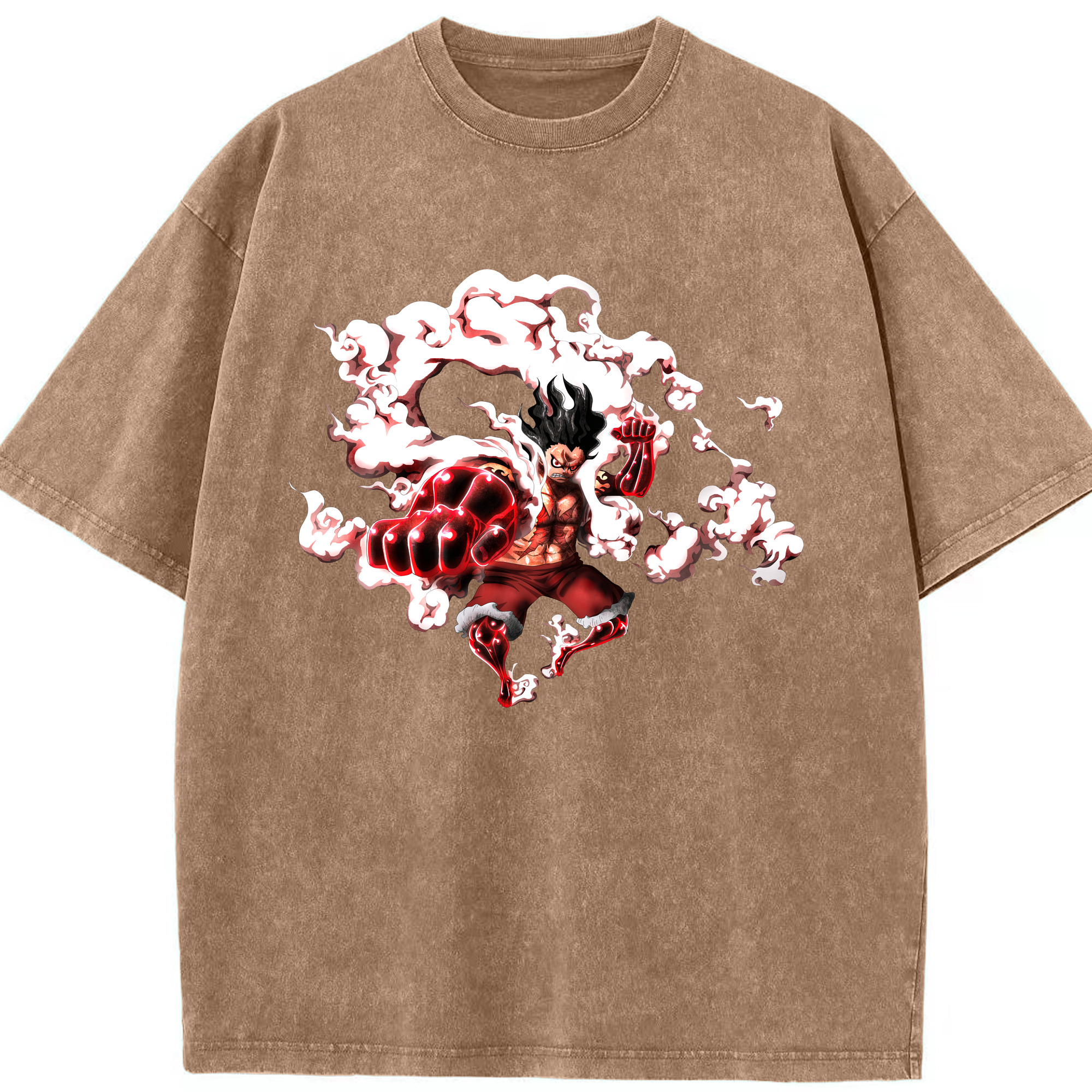 ワンピース モンキー・D・ルフィ ONE PIECE Monkey D. Luffy 綿100% ヴィンテージ風 半袖Tシャツ（フロントプリント）