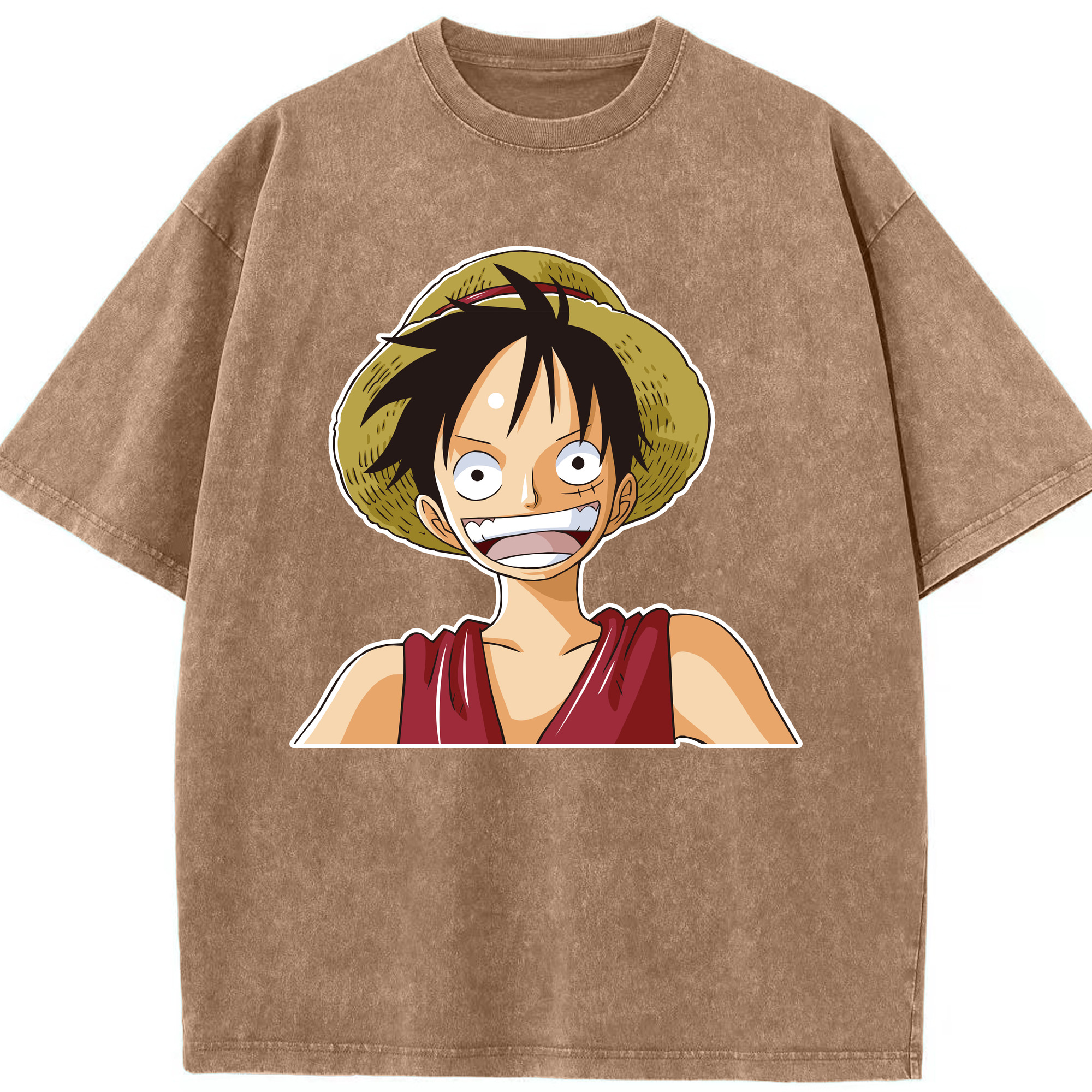 ワンピース モンキー・D・ルフィ ONE PIECE Monkey D. Luffy 綿100% ヴィンテージ風 半袖Tシャツ（フロントプリント）