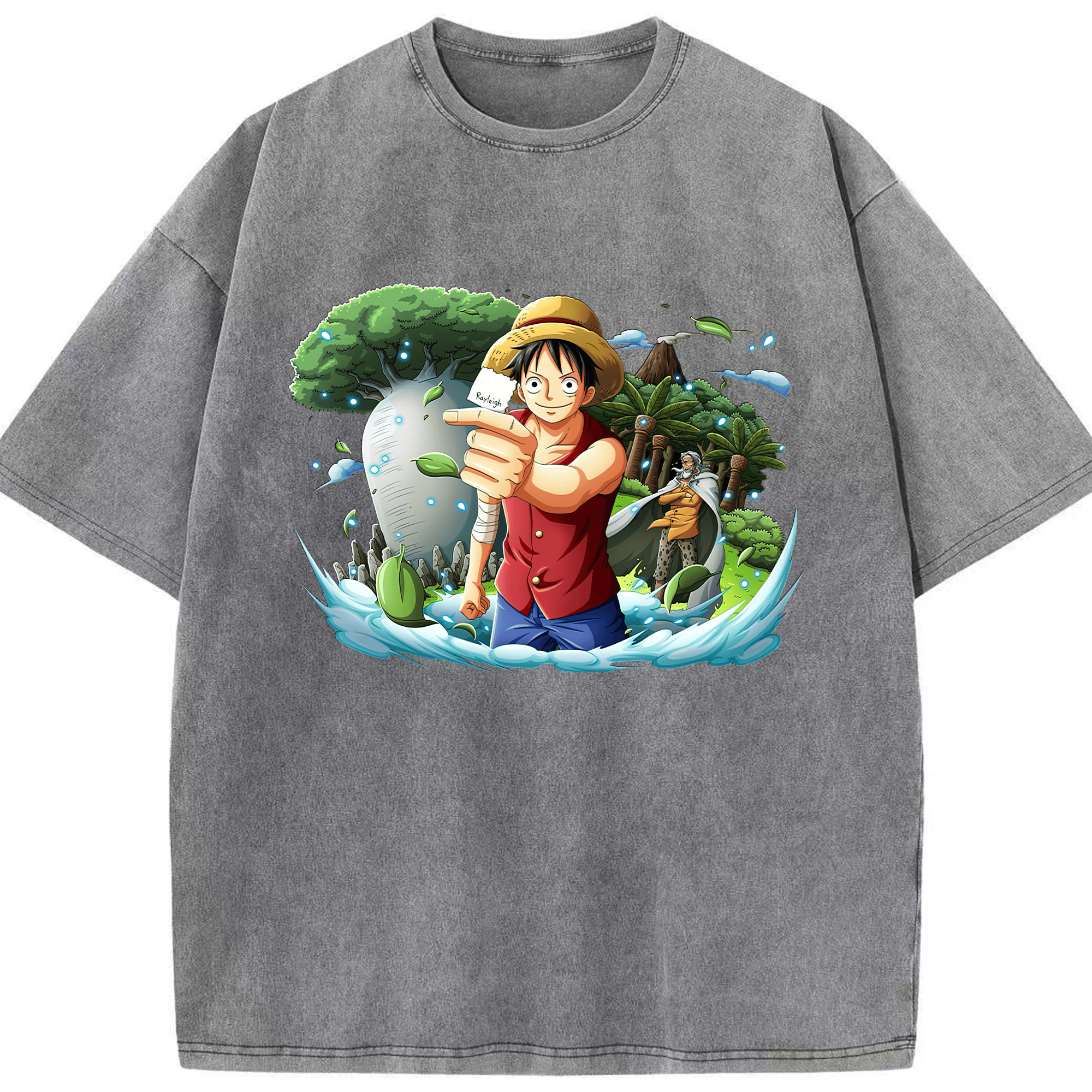 ワンピース モンキー・D・ルフィ ONE PIECE Monkey D. Luffy 綿100% ヴィンテージ風 半袖Tシャツ（フロントプリント）
