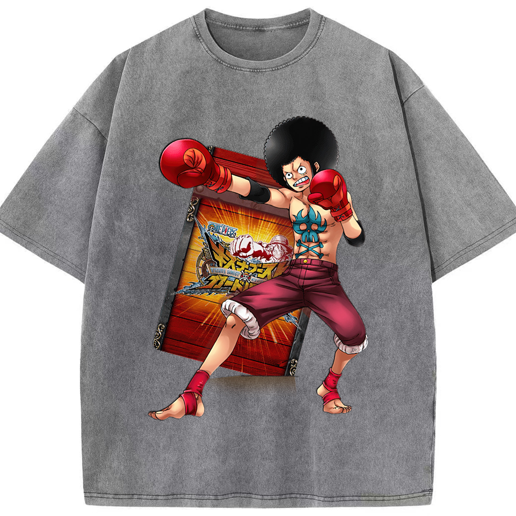 ワンピース モンキー・D・ルフィ ONE PIECE Monkey D. Luffy 綿100% ヴィンテージ風 半袖Tシャツ（フロントプリント）