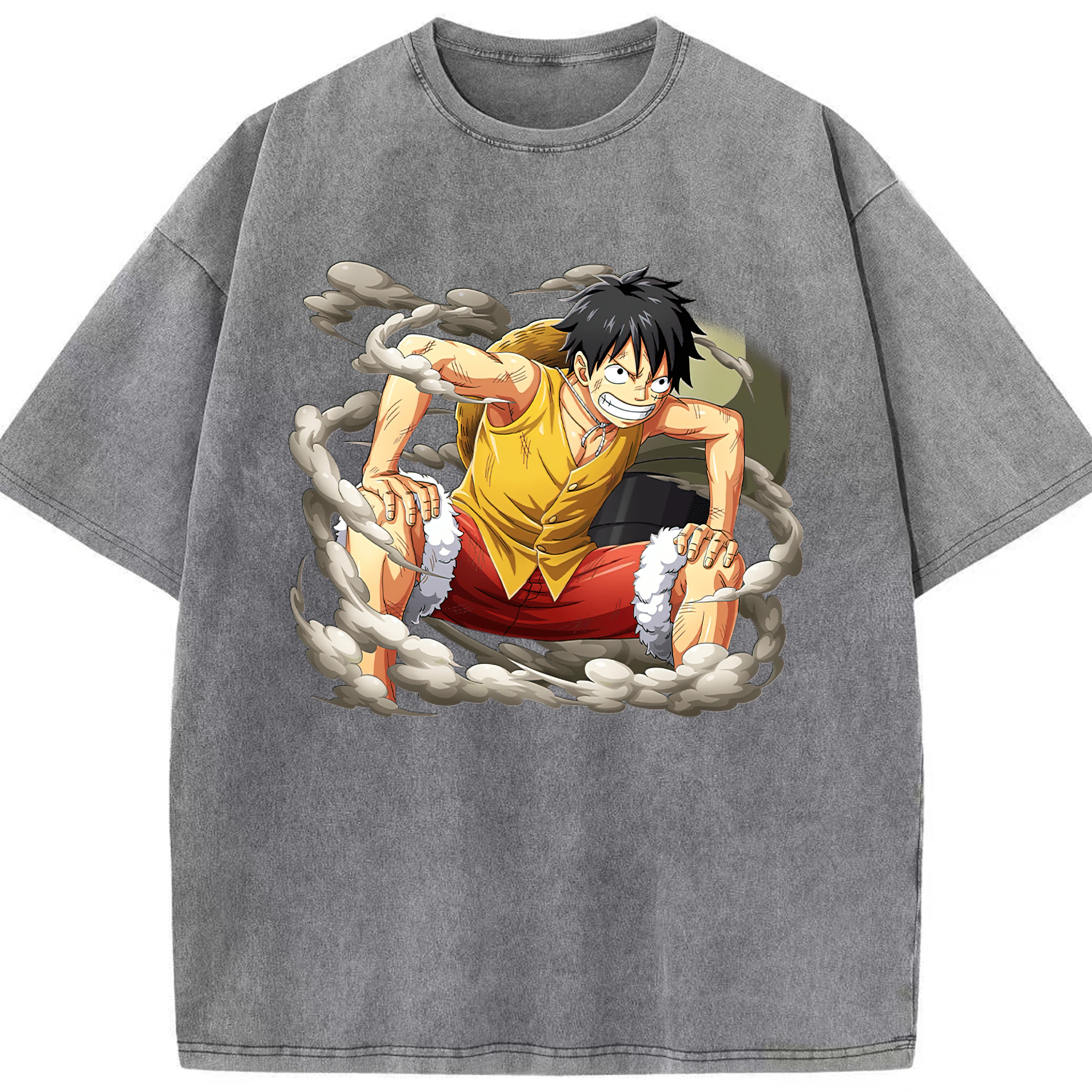 ワンピース モンキー・D・ルフィ ONE PIECE Monkey D. Luffy 綿100% ヴィンテージ風 半袖Tシャツ（フロントプリント）
