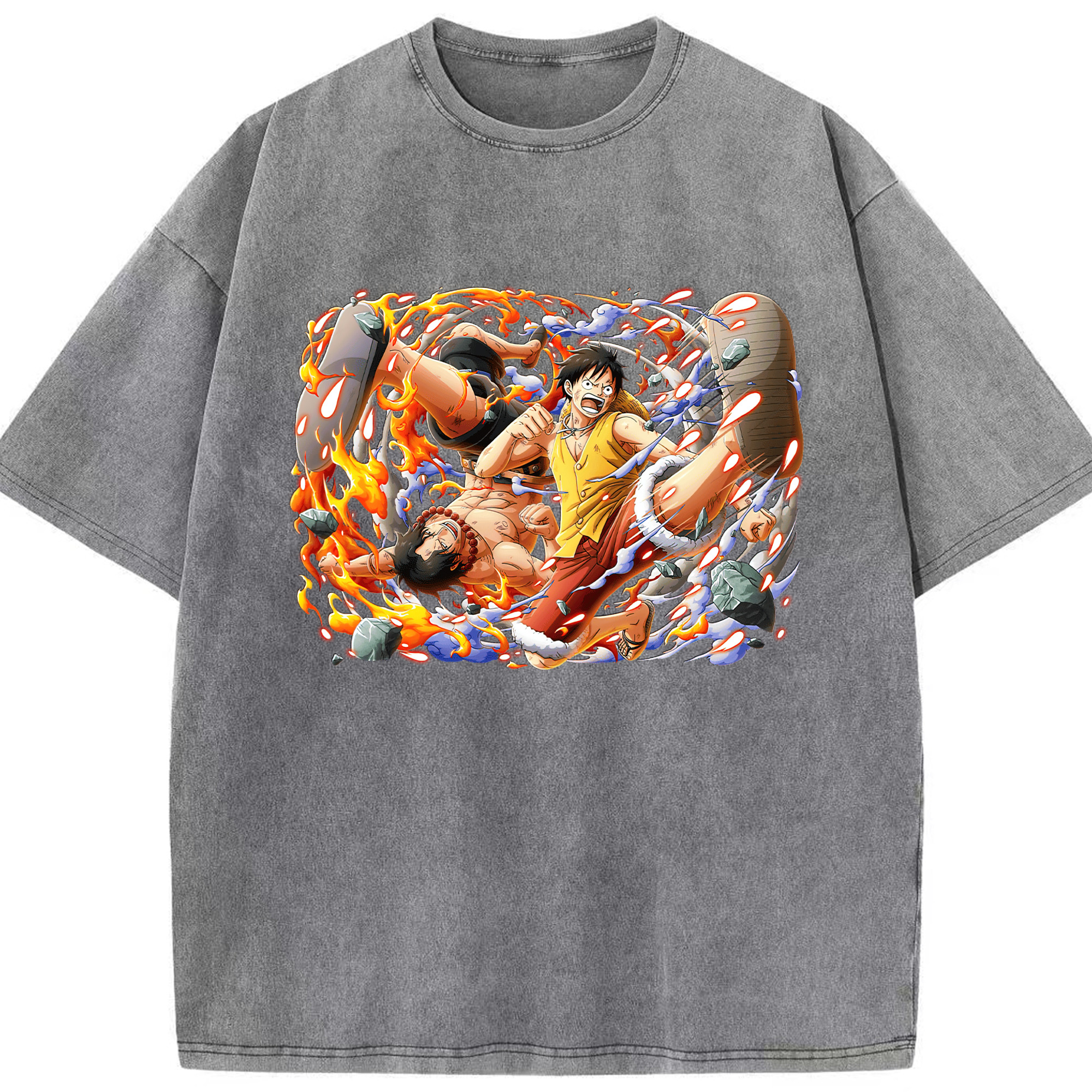 （画像用） ワンピース モンキー・D・ルフィ ONE PIECE Monkey D. Luffy 綿100% ヴィンテージ風 半袖Tシャツ（フロントプリント）