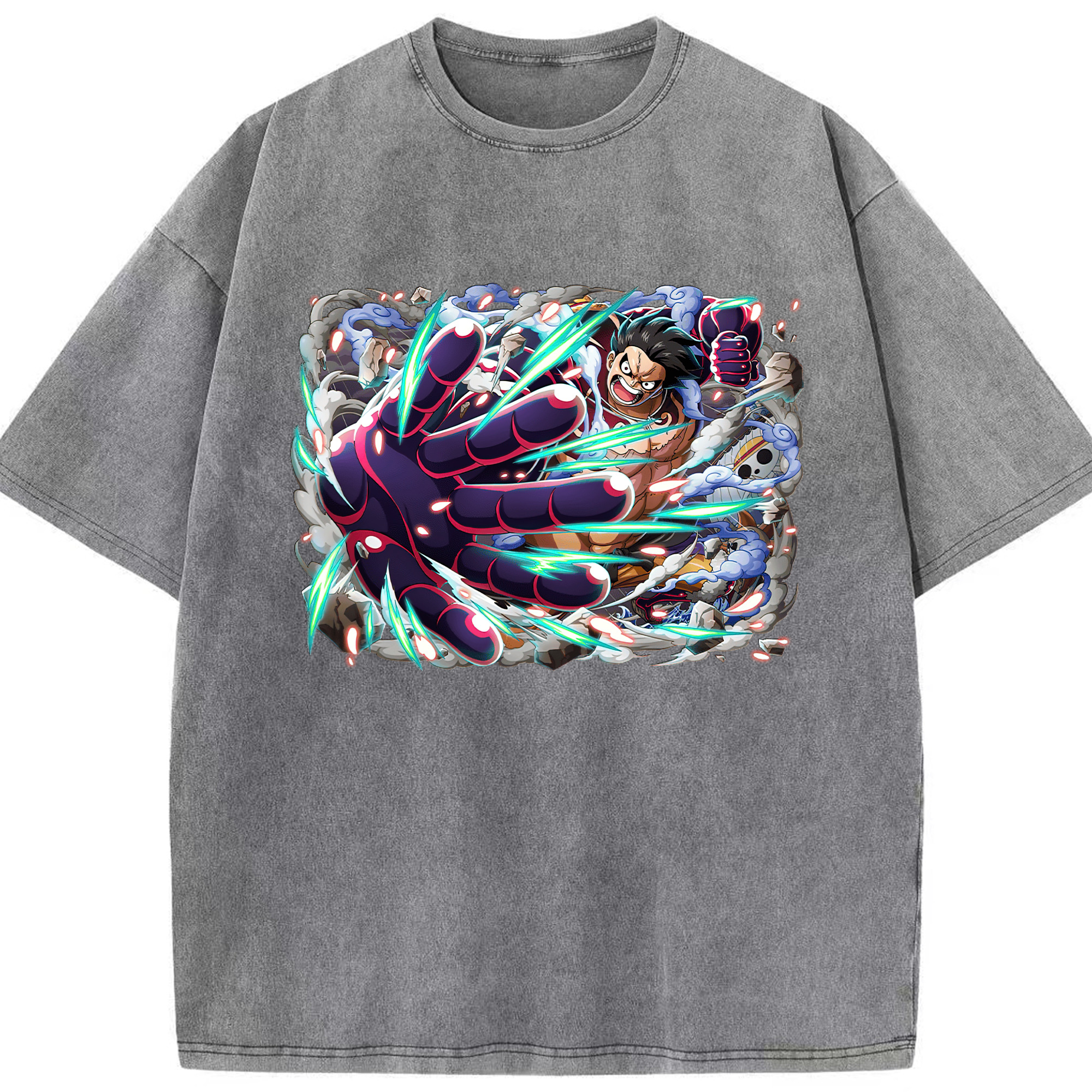 ワンピース モンキー・D・ルフィ ONE PIECE Monkey D. Luffy 綿100% ヴィンテージ風 半袖Tシャツ（フロントプリント）