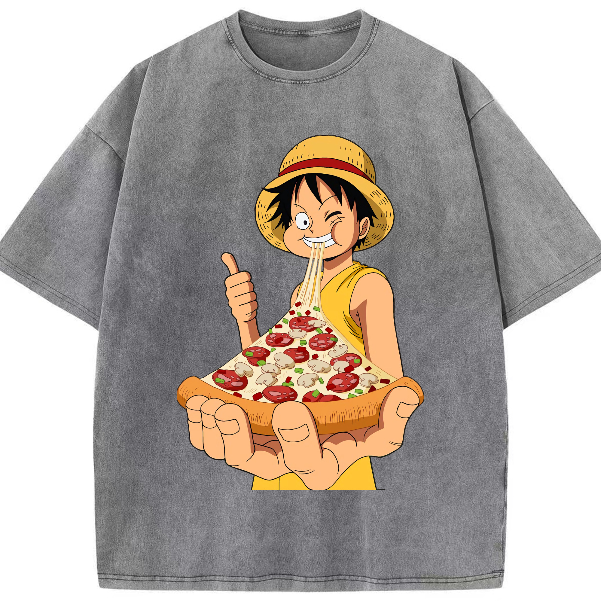 ワンピース モンキー・D・ルフィ ONE PIECE Monkey D. Luffy 綿100% ヴィンテージ風 半袖Tシャツ（フロントプリント）
