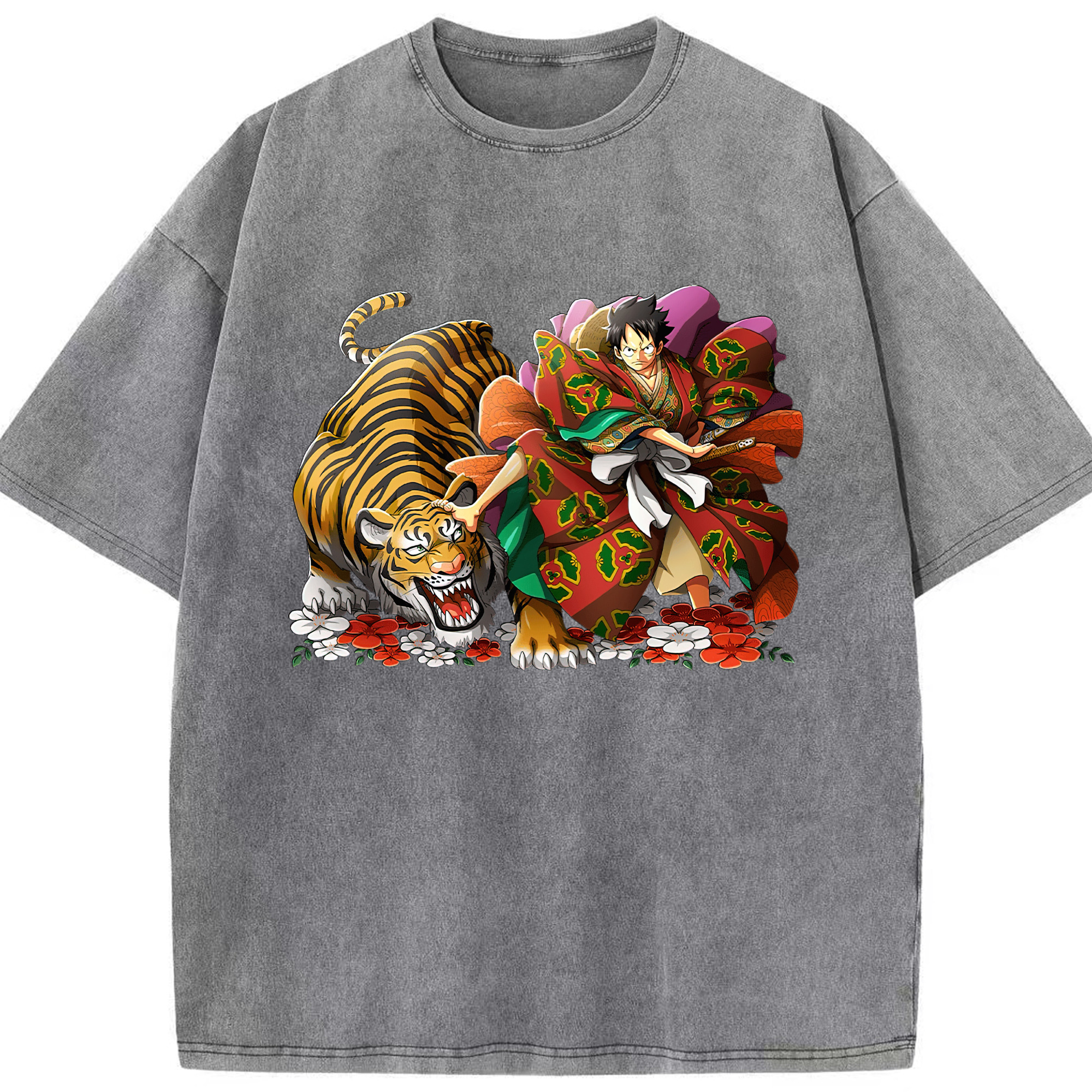 （画像用） ワンピース モンキー・D・ルフィ ONE PIECE Monkey D. Luffy 綿100% ヴィンテージ風 半袖Tシャツ（フロントプリント）