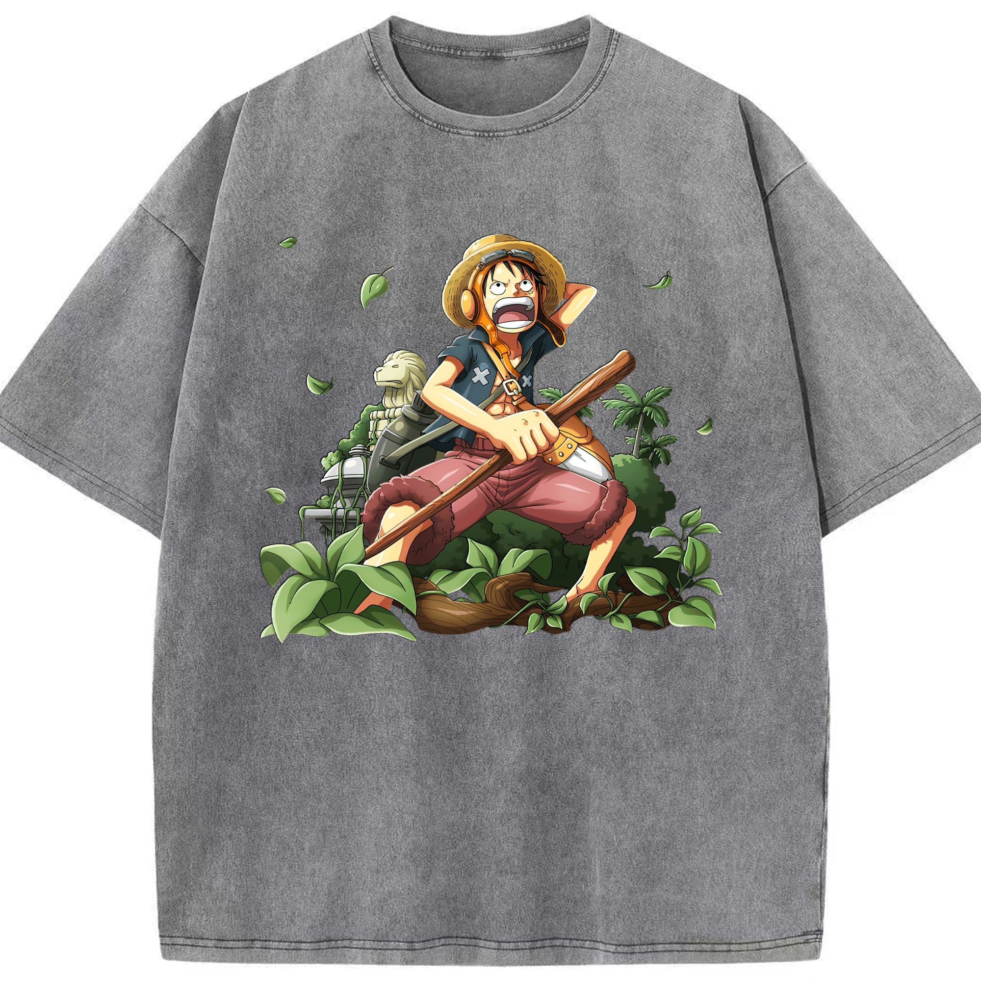 （画像用） ワンピース モンキー・D・ルフィ ONE PIECE Monkey D. Luffy 綿100% ヴィンテージ風 半袖Tシャツ（フロントプリント）