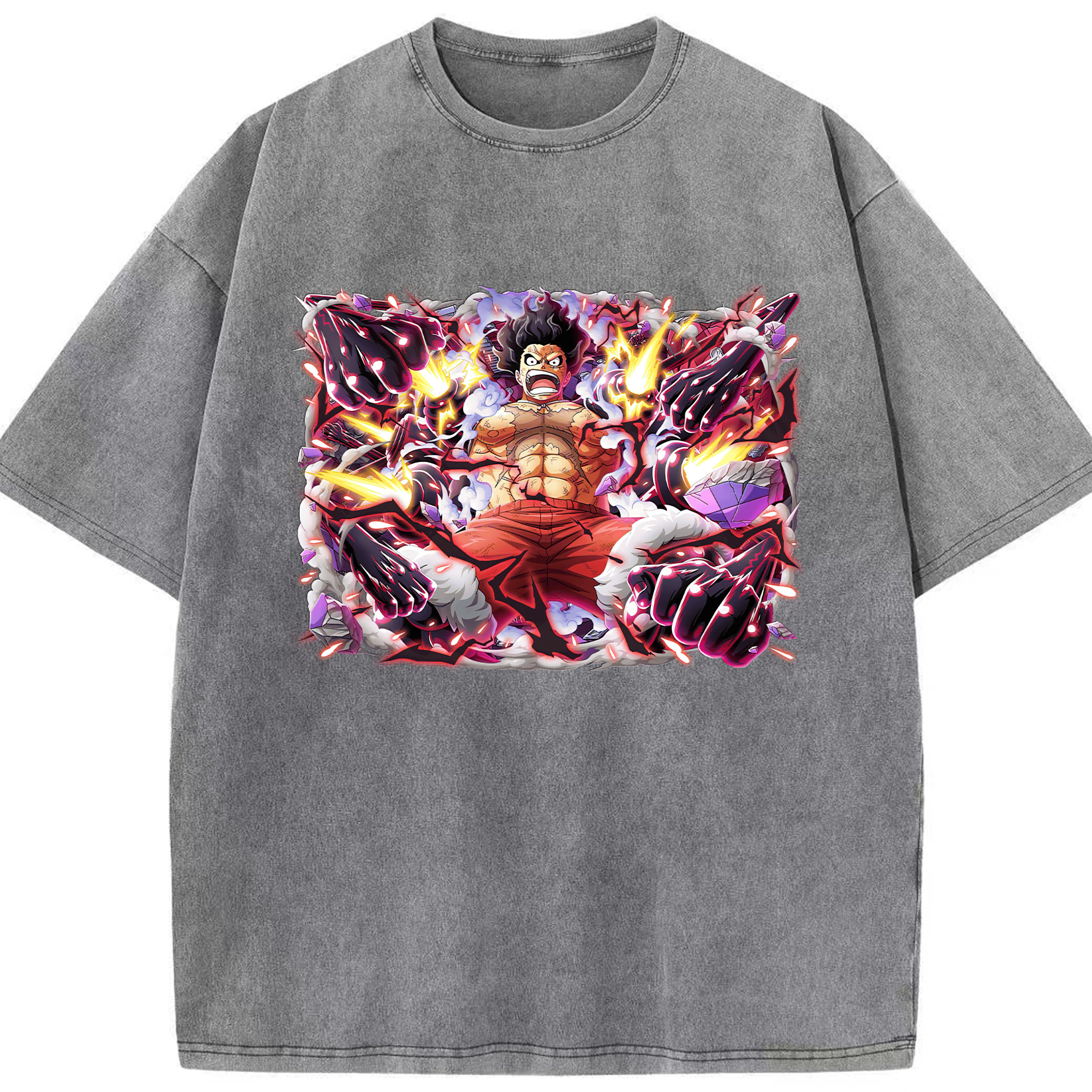 ワンピース モンキー・D・ルフィ ONE PIECE Monkey D. Luffy 綿100% ヴィンテージ風 半袖Tシャツ（フロントプリント）