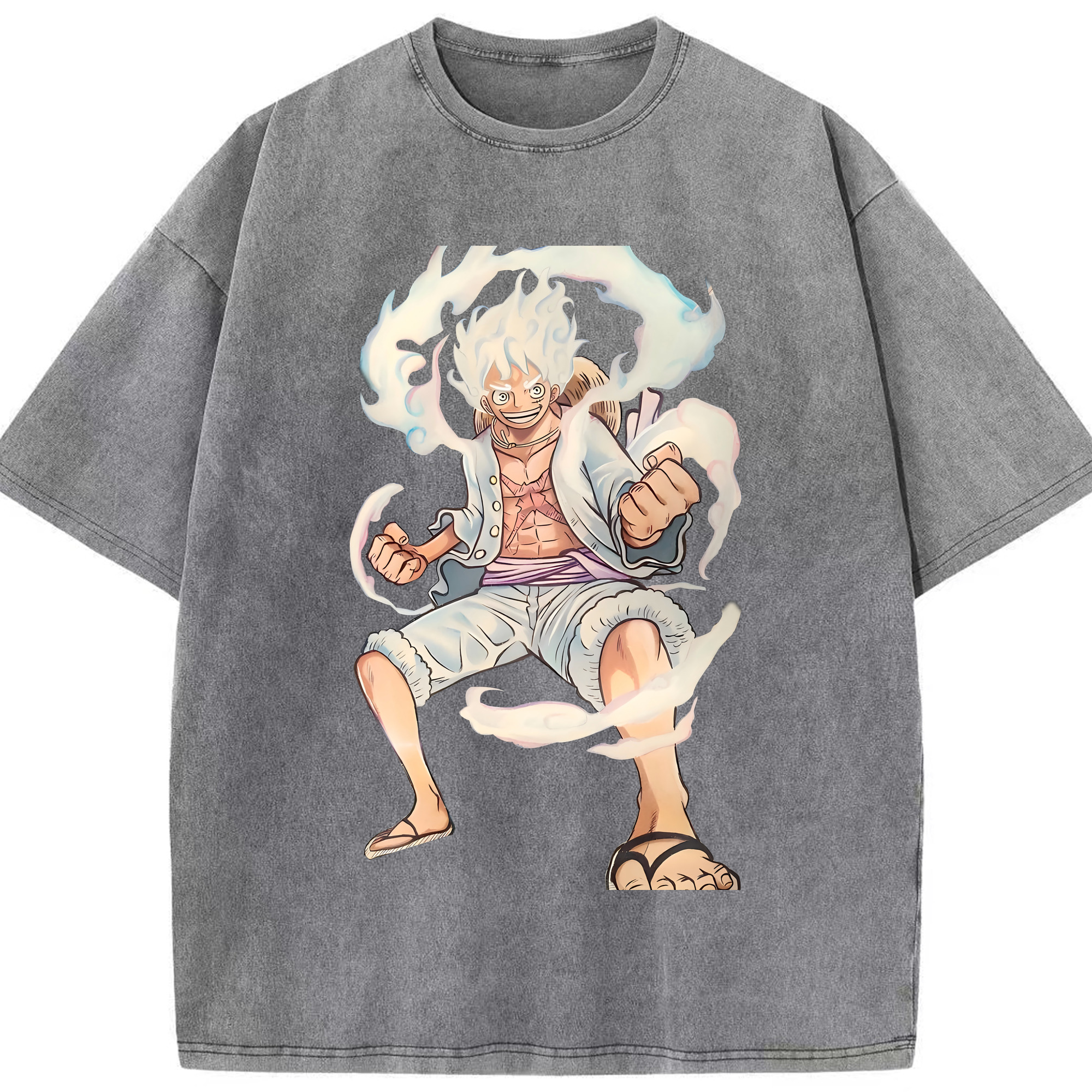 ワンピース モンキー・D・ルフィ ONE PIECE Monkey D. Luffy 綿100% ヴィンテージ風 半袖Tシャツ（フロントプリント）