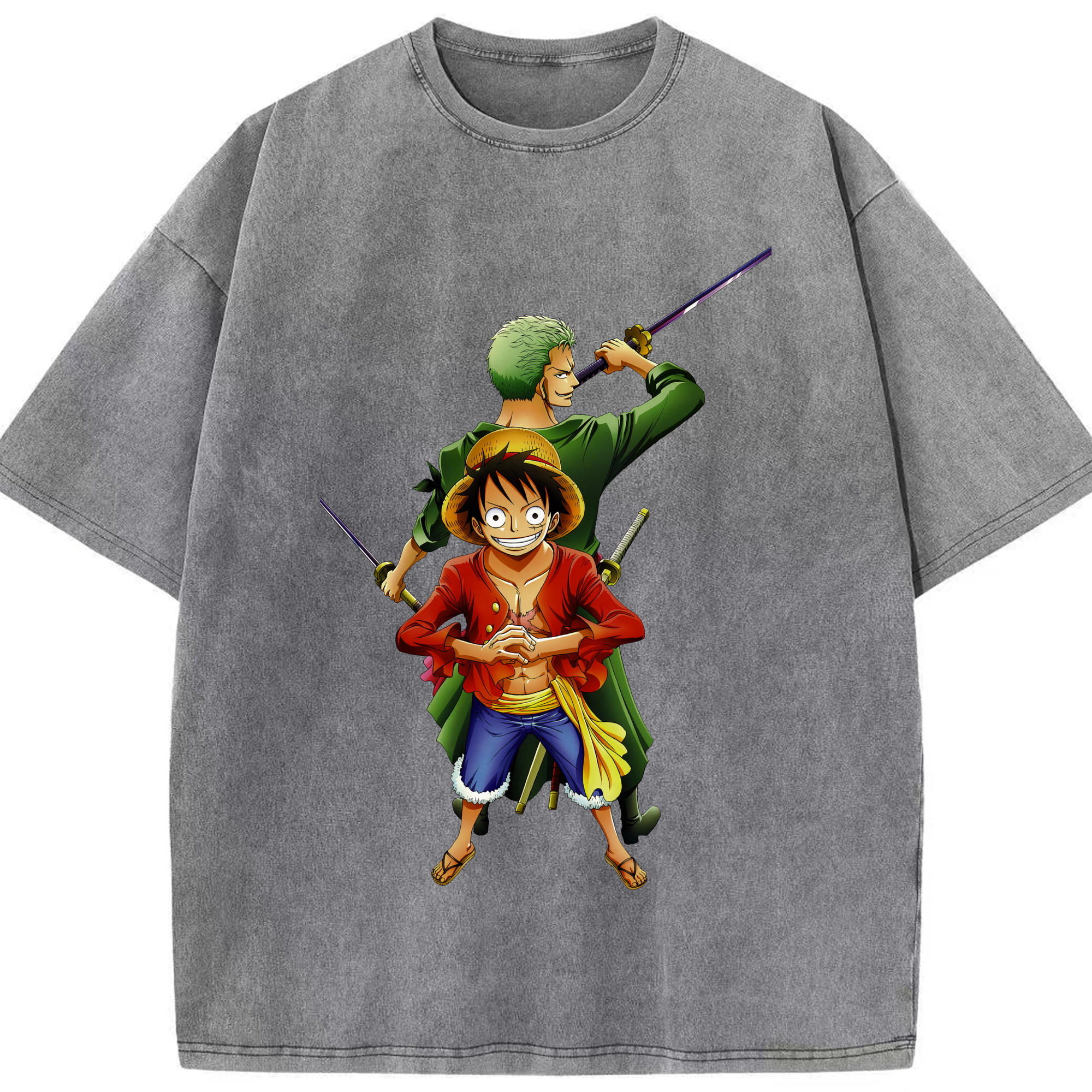 ワンピース モンキー・D・ルフィ ONE PIECE Monkey D. Luffy 綿100% ヴィンテージ風 半袖Tシャツ（フロントプリント）