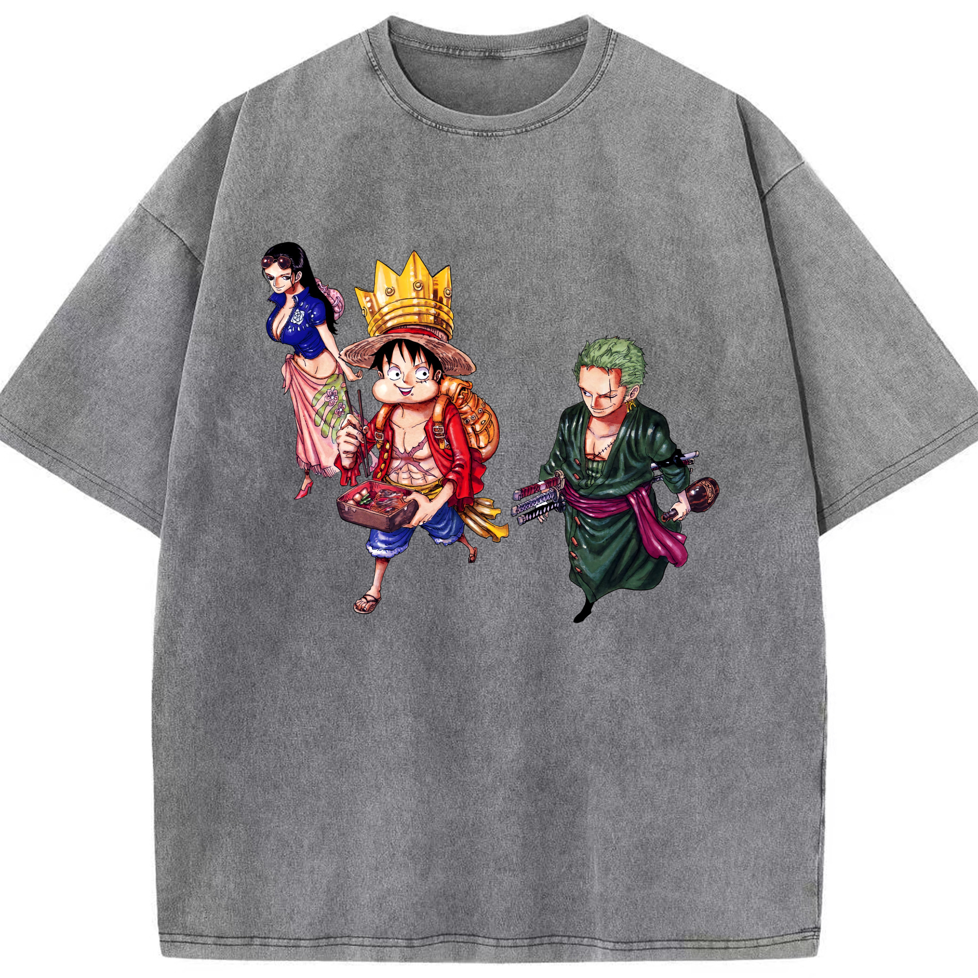 ワンピース モンキー・D・ルフィ ONE PIECE Monkey D. Luffy 綿100% ヴィンテージ風 半袖Tシャツ（フロントプリント）