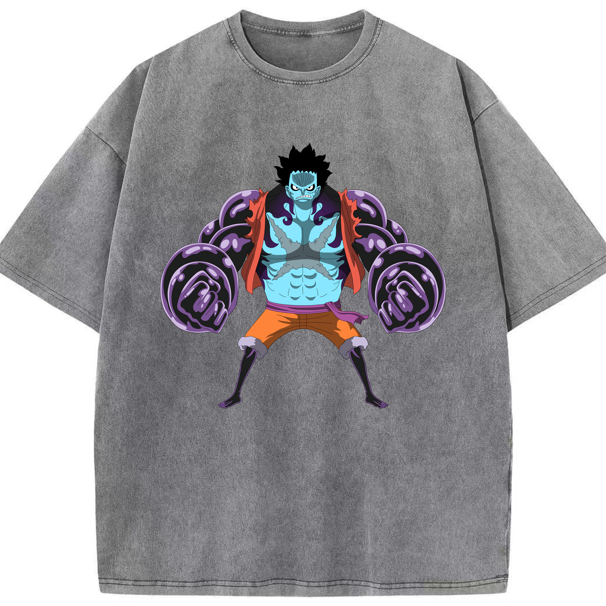 ワンピース モンキー・D・ルフィ ONE PIECE Monkey D. Luffy 綿100% ヴィンテージ風 半袖Tシャツ（フロントプリント）