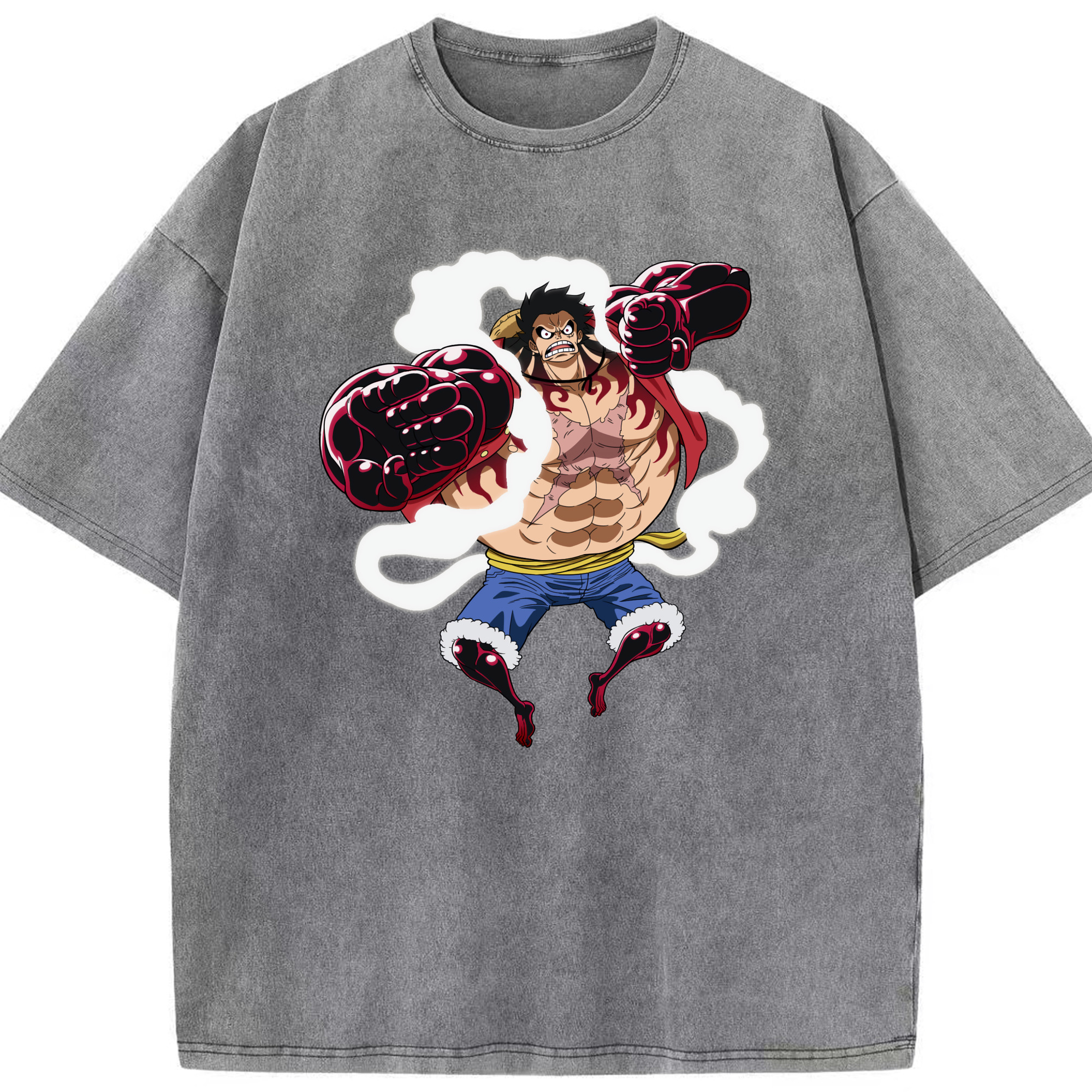 ワンピース モンキー・D・ルフィ ONE PIECE Monkey D. Luffy 綿100% ヴィンテージ風 半袖Tシャツ（フロントプリント）