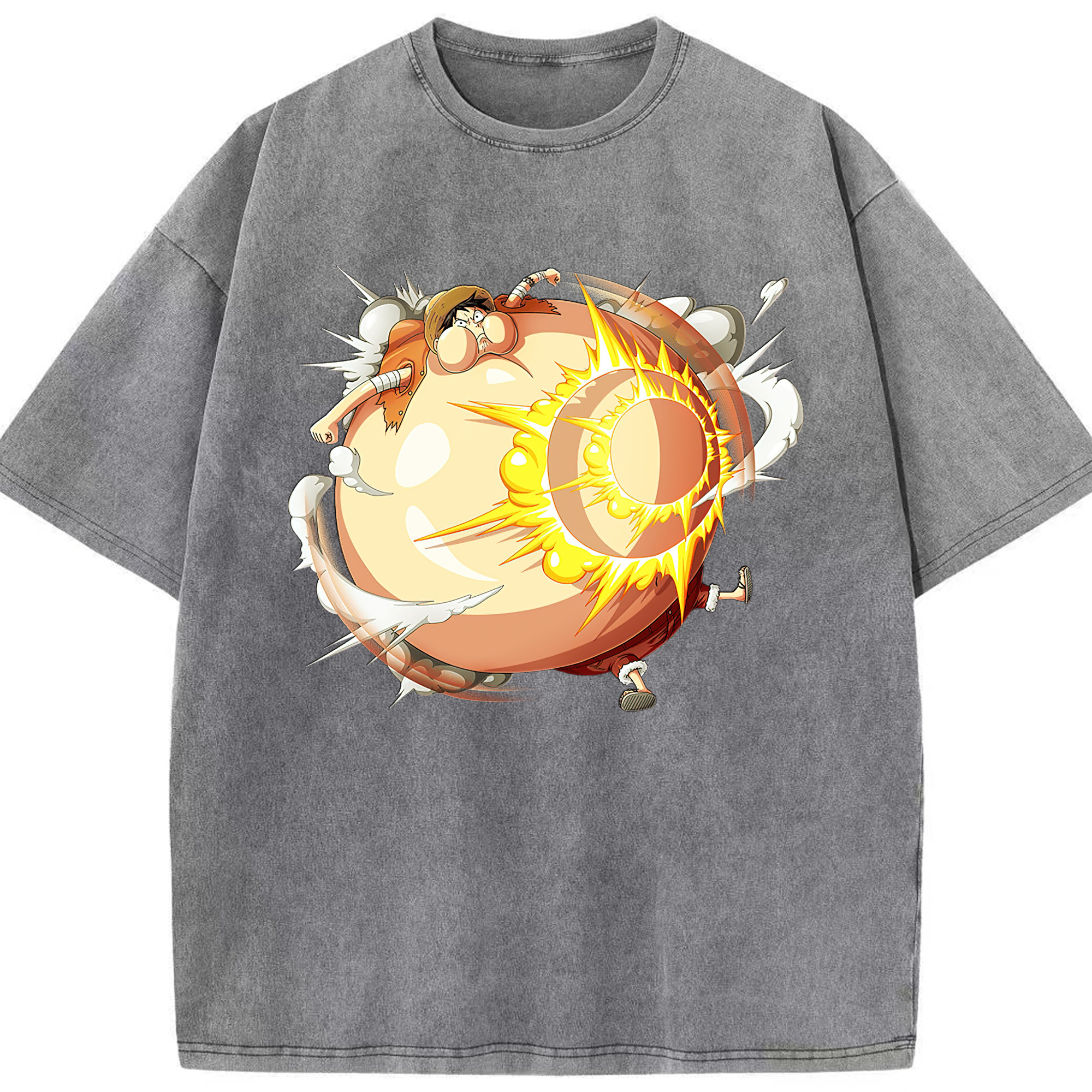 （画像用） ワンピース モンキー・D・ルフィ ONE PIECE Monkey D. Luffy 綿100% ヴィンテージ風 半袖Tシャツ（フロントプリント）