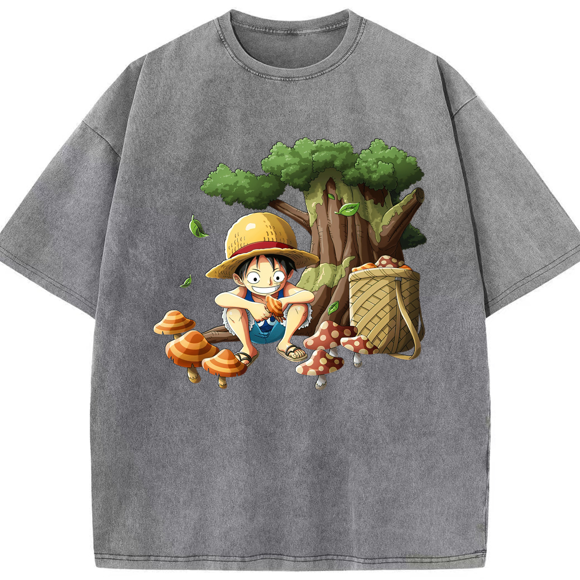 （画像用） ワンピース モンキー・D・ルフィ ONE PIECE Monkey D. Luffy 綿100% ヴィンテージ風 半袖Tシャツ（フロントプリント）