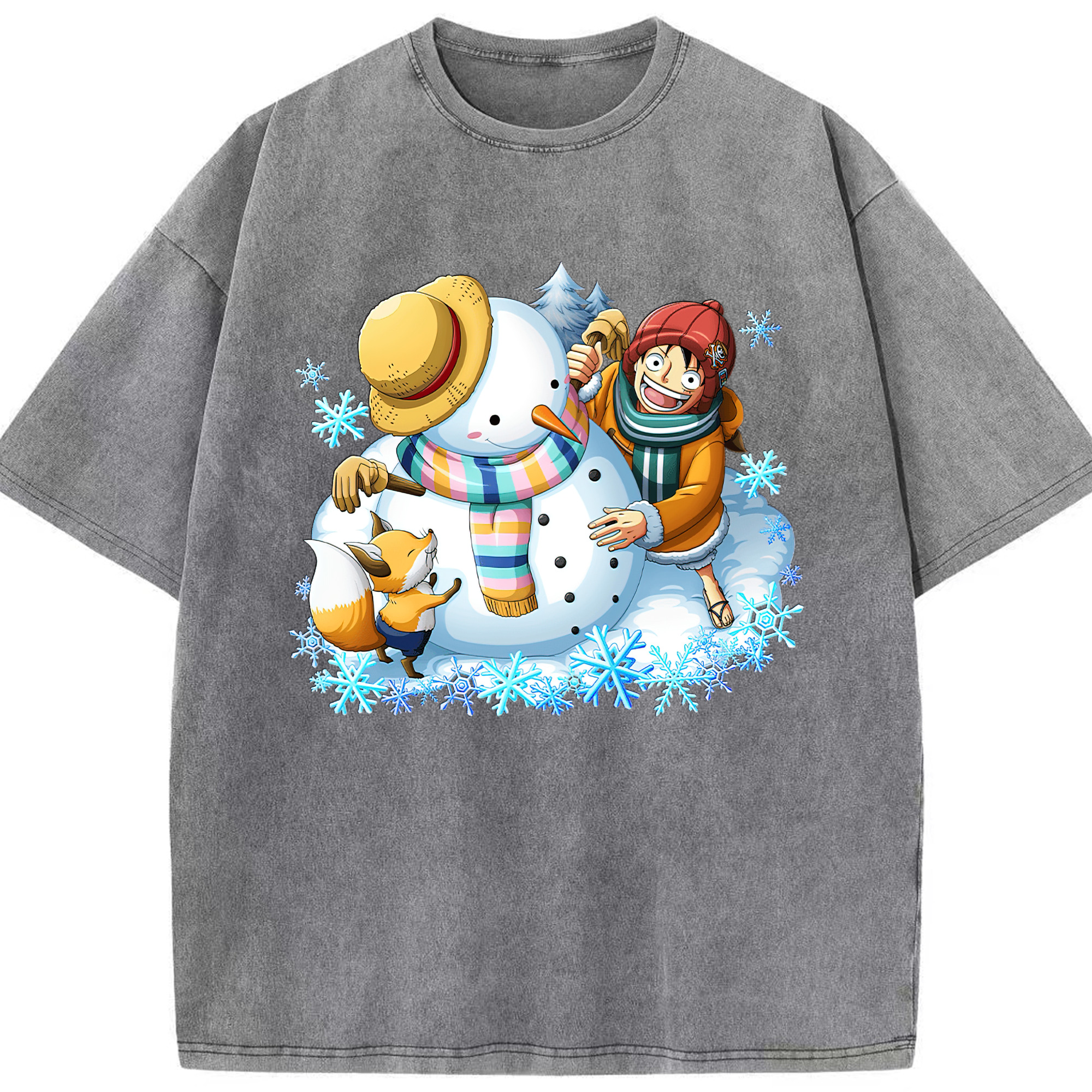 ワンピース モンキー・D・ルフィ ONE PIECE Monkey D. Luffy 綿100% ヴィンテージ風 半袖Tシャツ（フロントプリント）