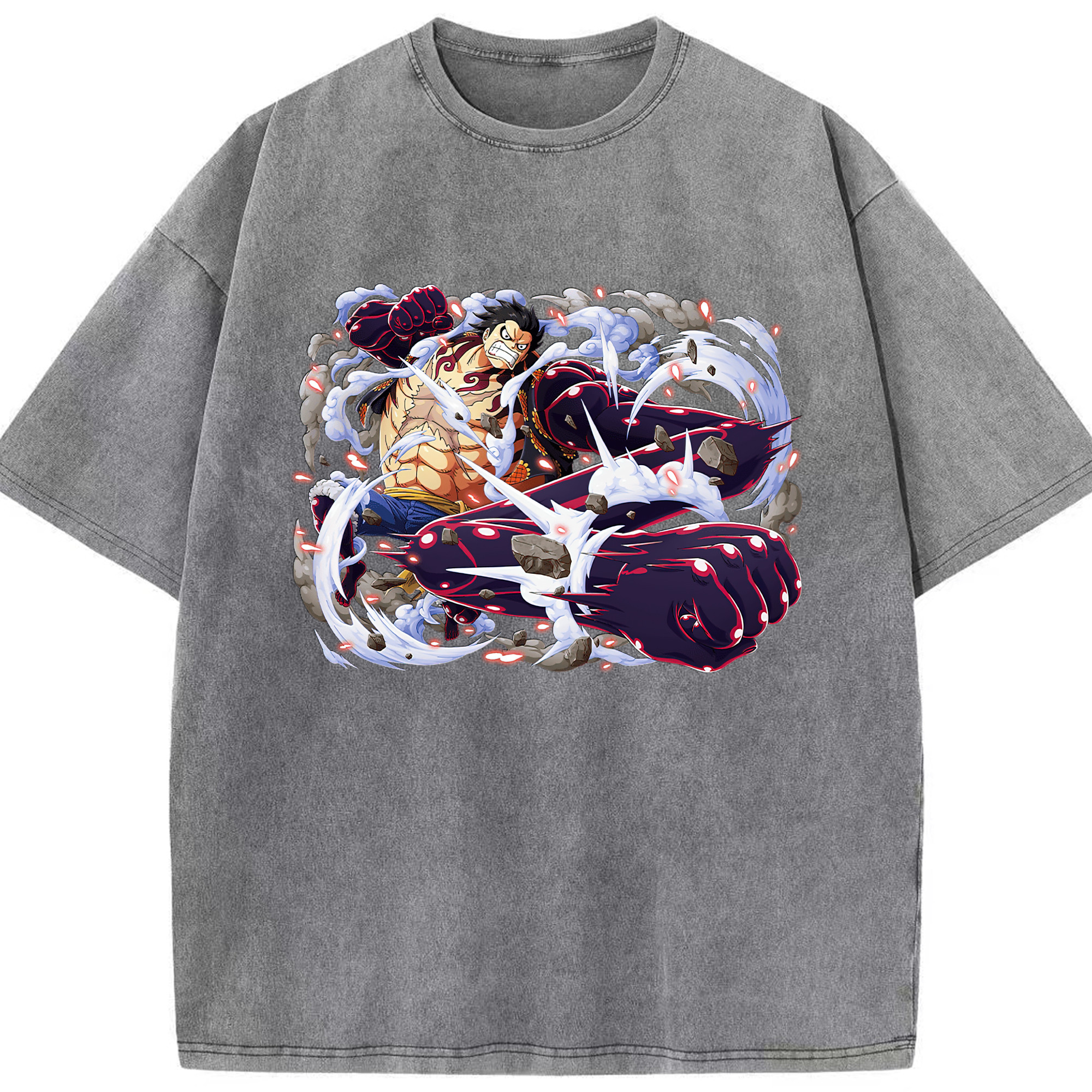 ワンピース モンキー・D・ルフィ ONE PIECE Monkey D. Luffy 綿100% ヴィンテージ風 半袖Tシャツ（フロントプリント）