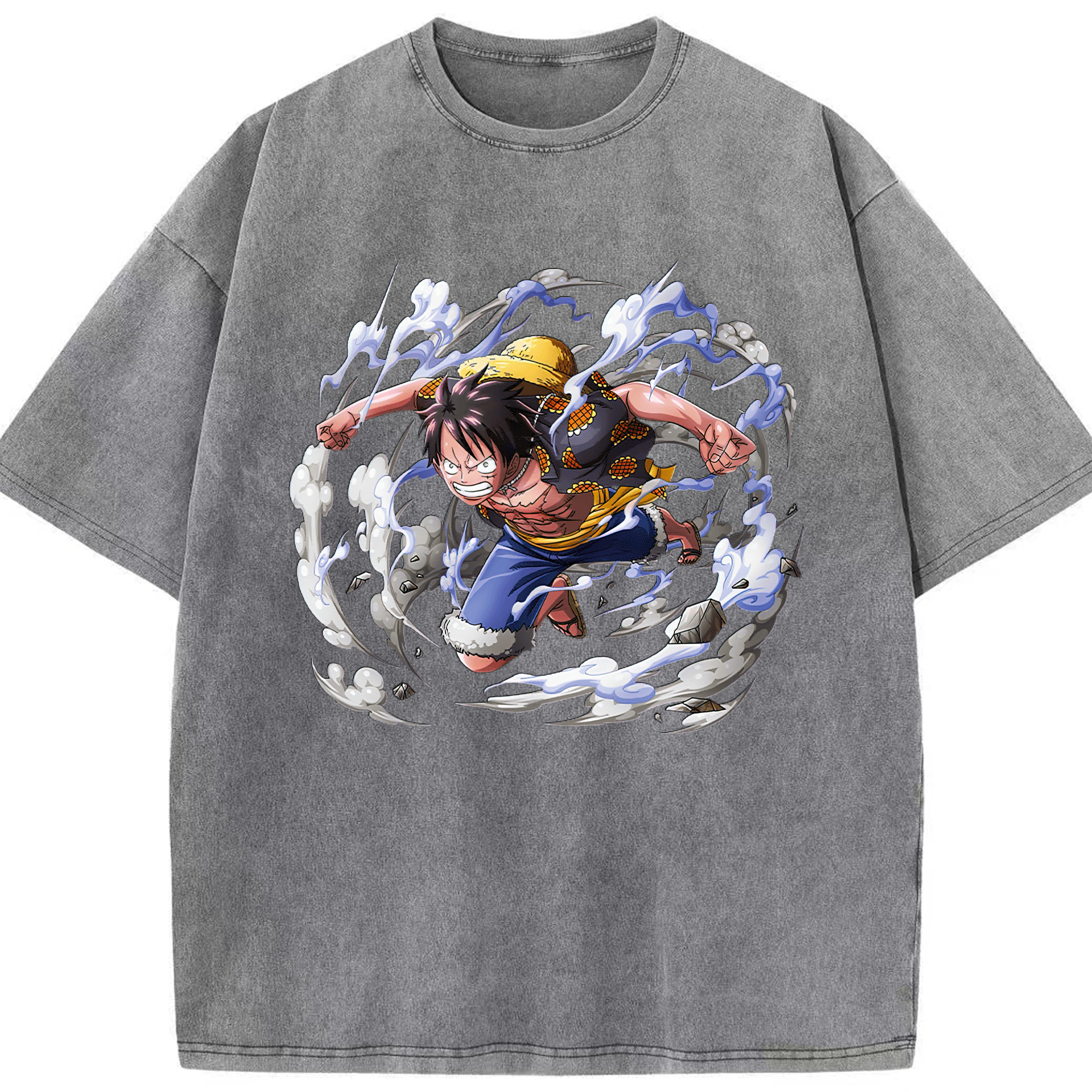 ワンピース モンキー・D・ルフィ ONE PIECE Monkey D. Luffy 綿100% ヴィンテージ風 半袖Tシャツ（フロントプリント）