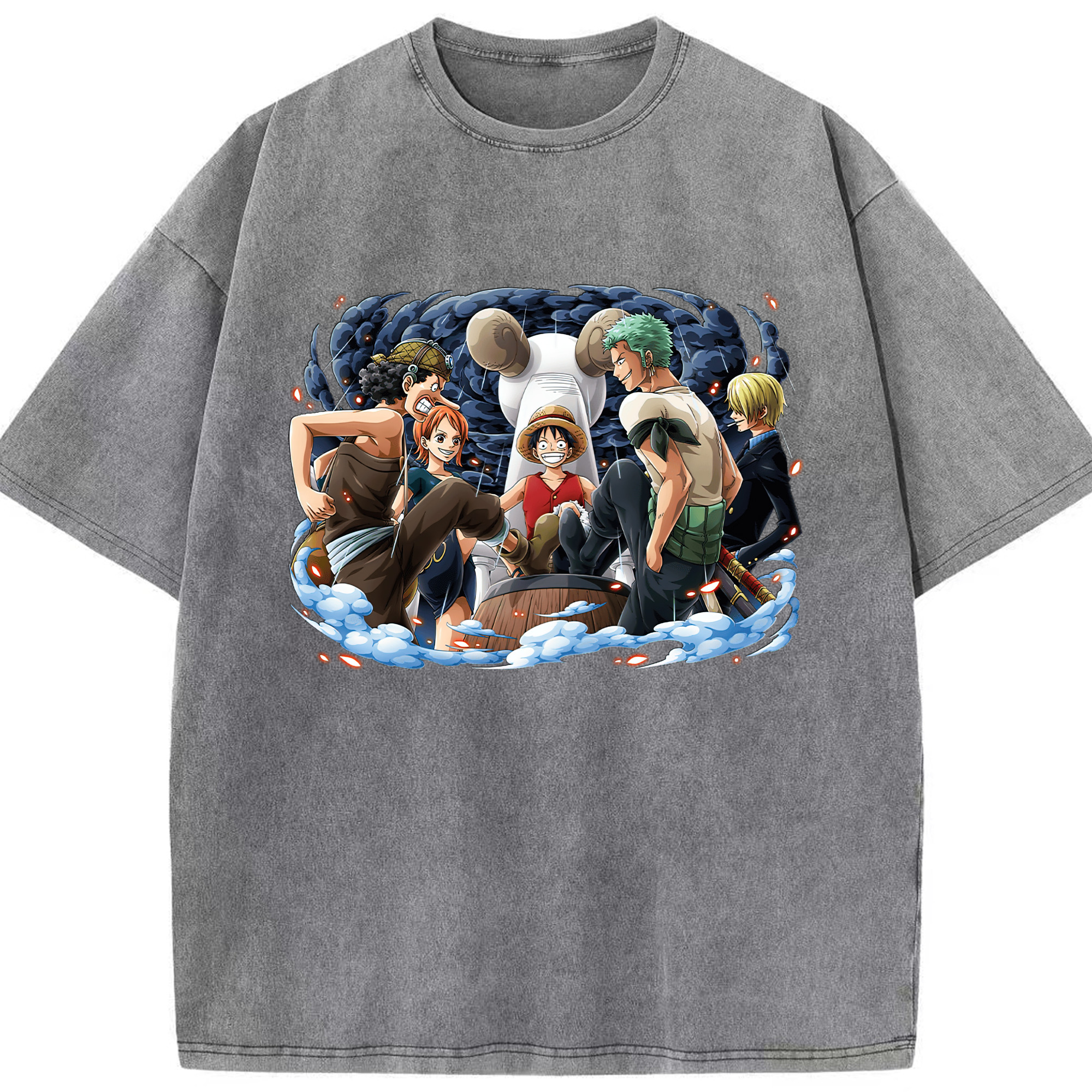 ワンピース モンキー・D・ルフィ ONE PIECE Monkey D. Luffy 綿100% ヴィンテージ風 半袖Tシャツ（フロントプリント）