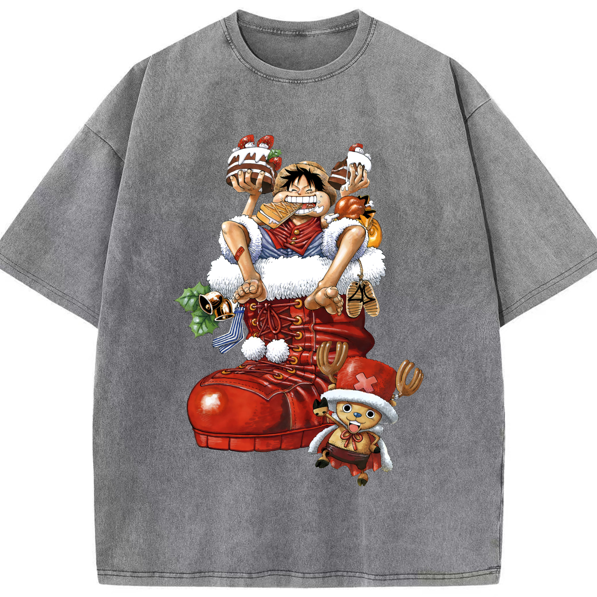 ワンピース モンキー・D・ルフィ ONE PIECE Monkey D. Luffy 綿100% ヴィンテージ風 半袖Tシャツ（フロントプリント）
