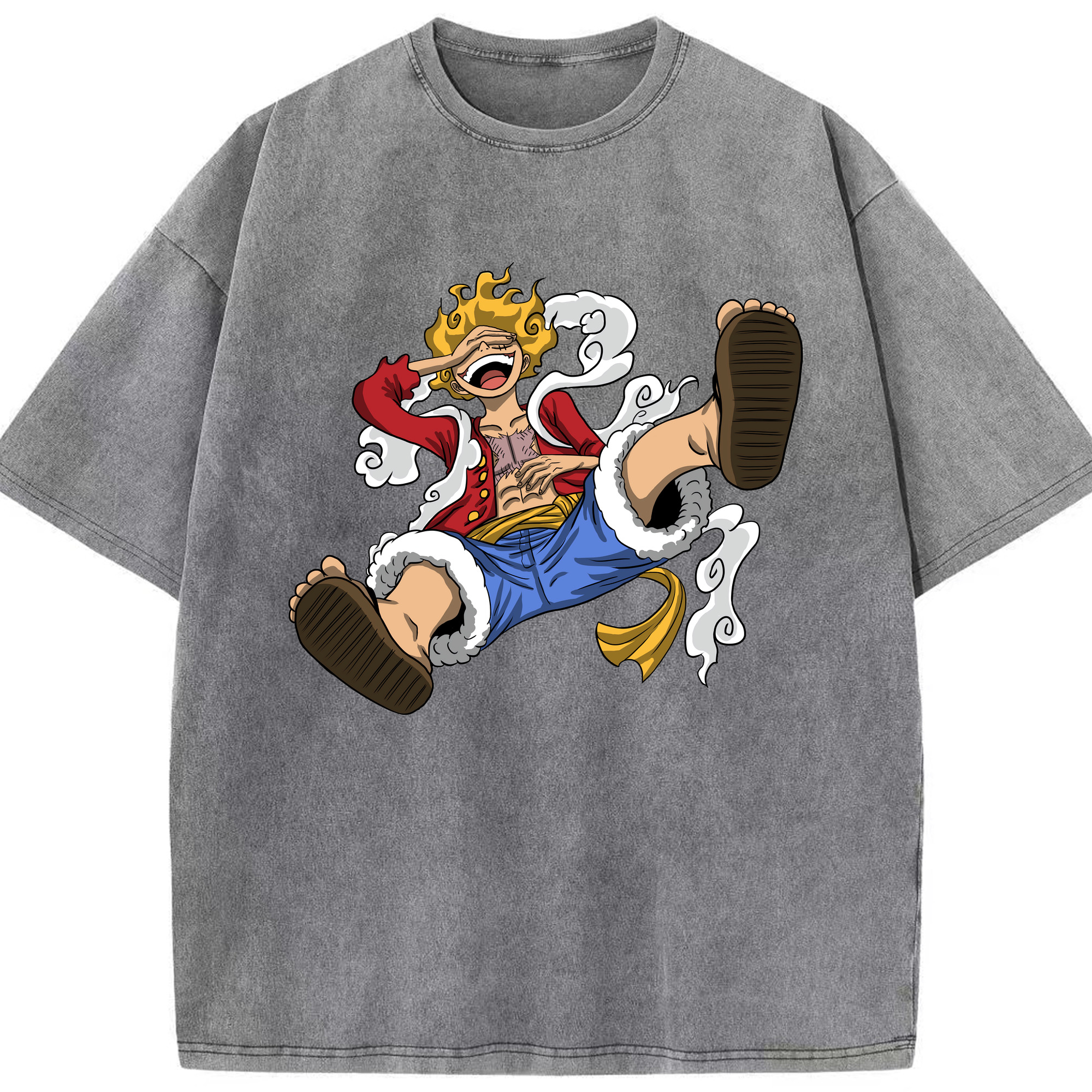 ワンピース モンキー・D・ルフィ ONE PIECE Monkey D. Luffy 綿100% ヴィンテージ風 半袖Tシャツ（フロントプリント）