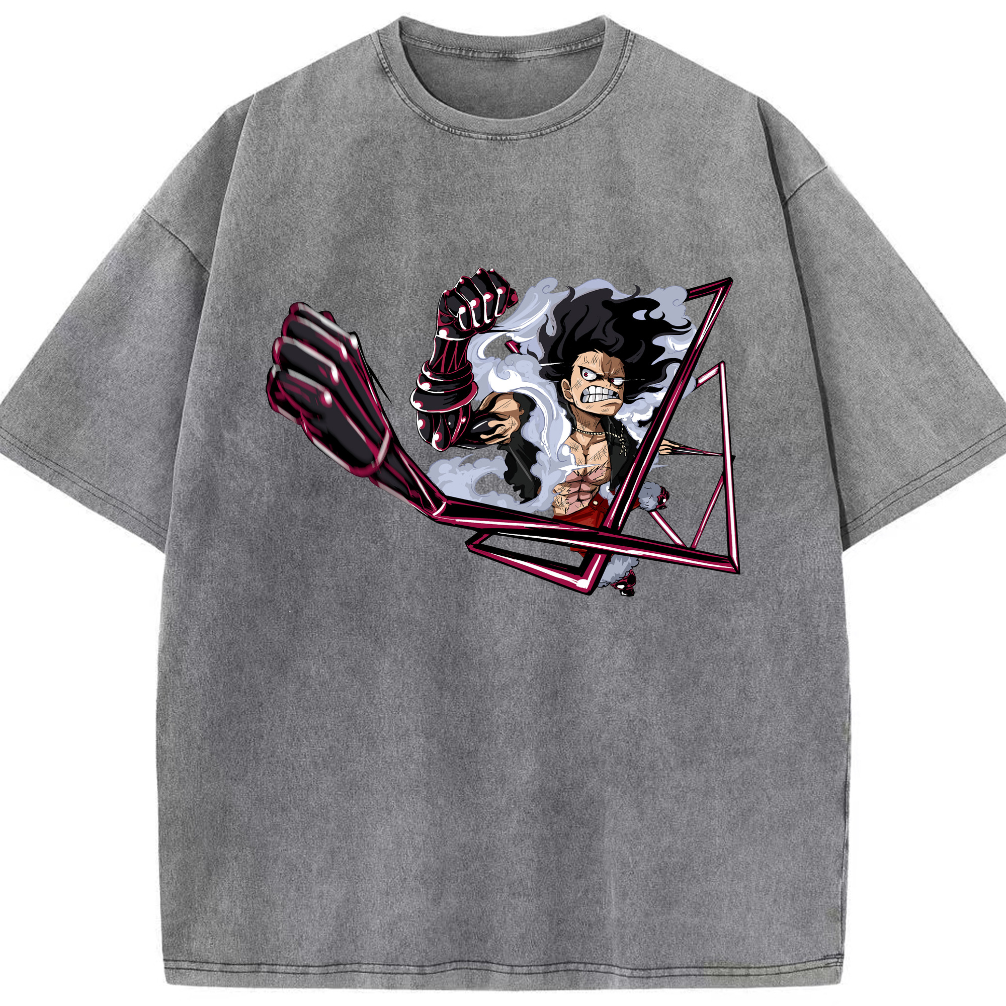 ワンピース モンキー・D・ルフィ ONE PIECE Monkey D. Luffy 綿100% ヴィンテージ風 半袖Tシャツ（フロントプリント）