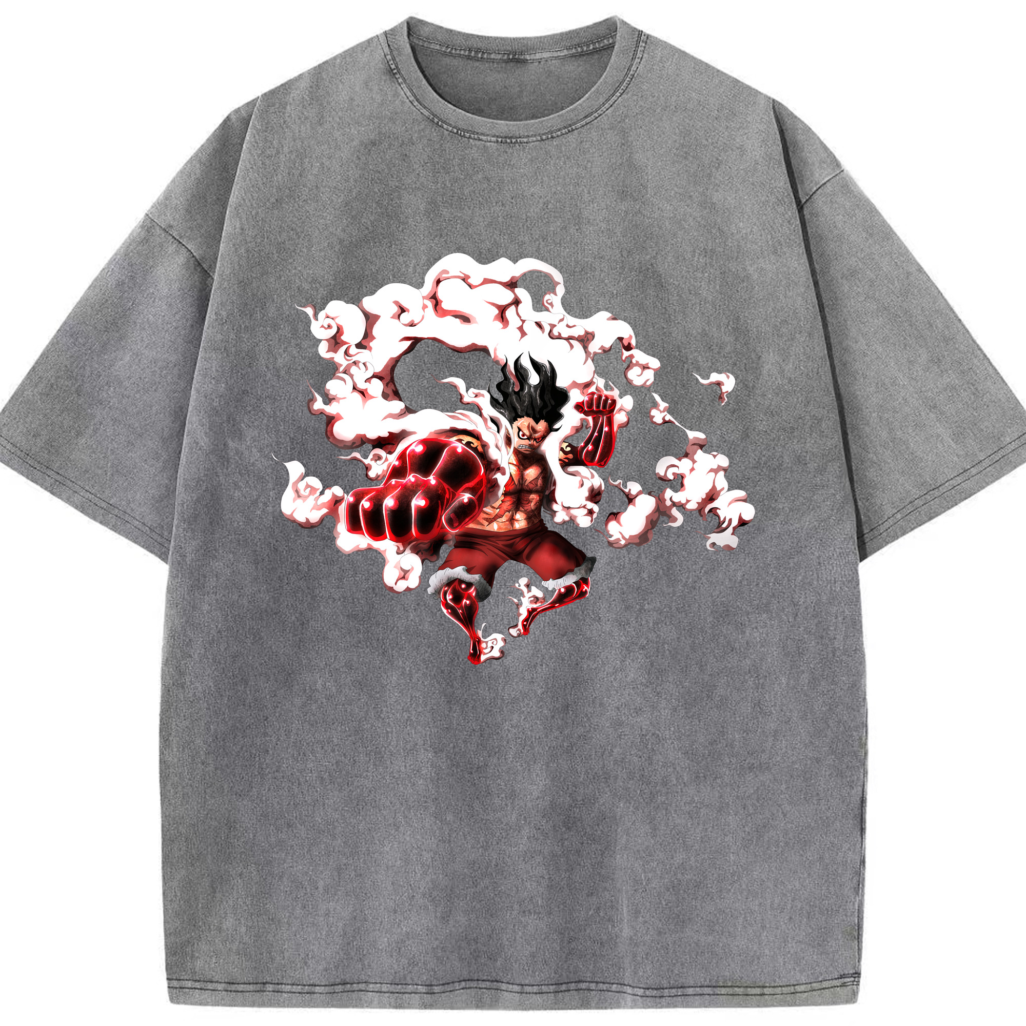 ワンピース モンキー・D・ルフィ ONE PIECE Monkey D. Luffy 綿100% ヴィンテージ風 半袖Tシャツ（フロントプリント）