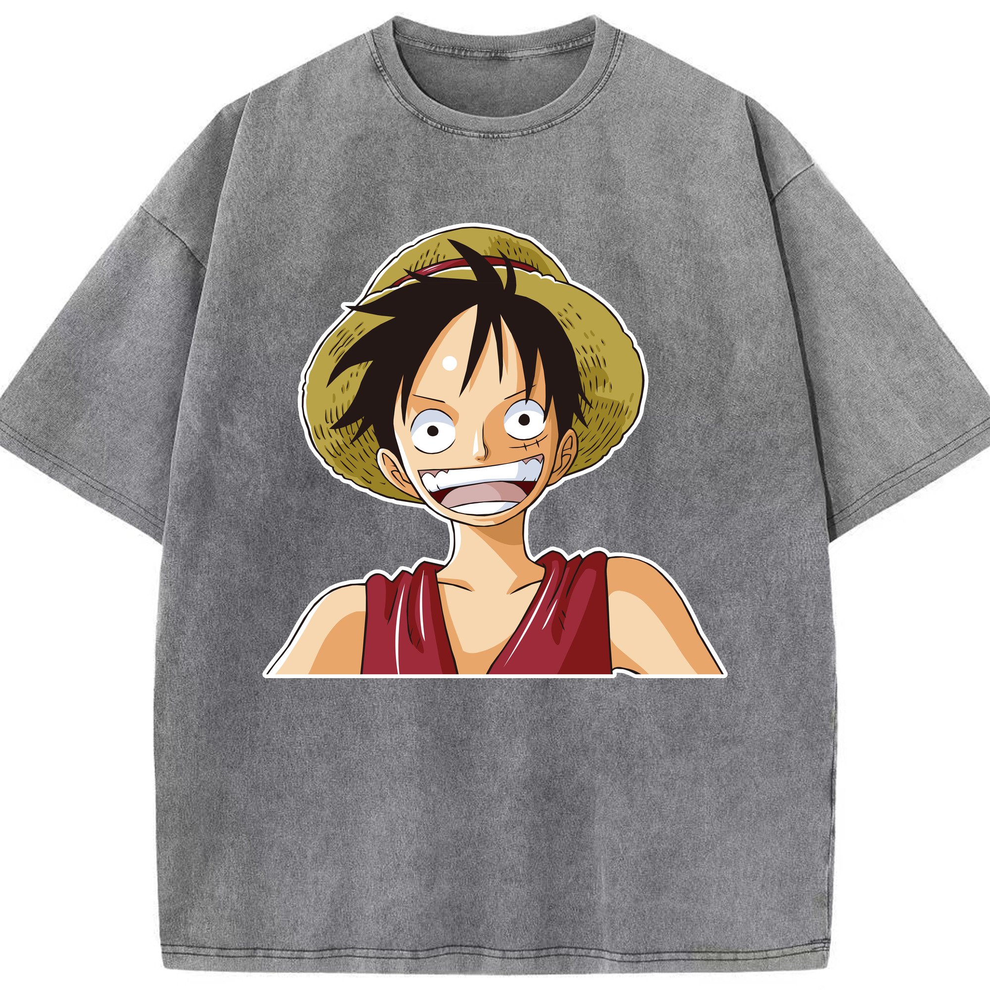 ワンピース モンキー・D・ルフィ ONE PIECE Monkey D. Luffy 綿100% ヴィンテージ風 半袖Tシャツ（フロントプリント）
