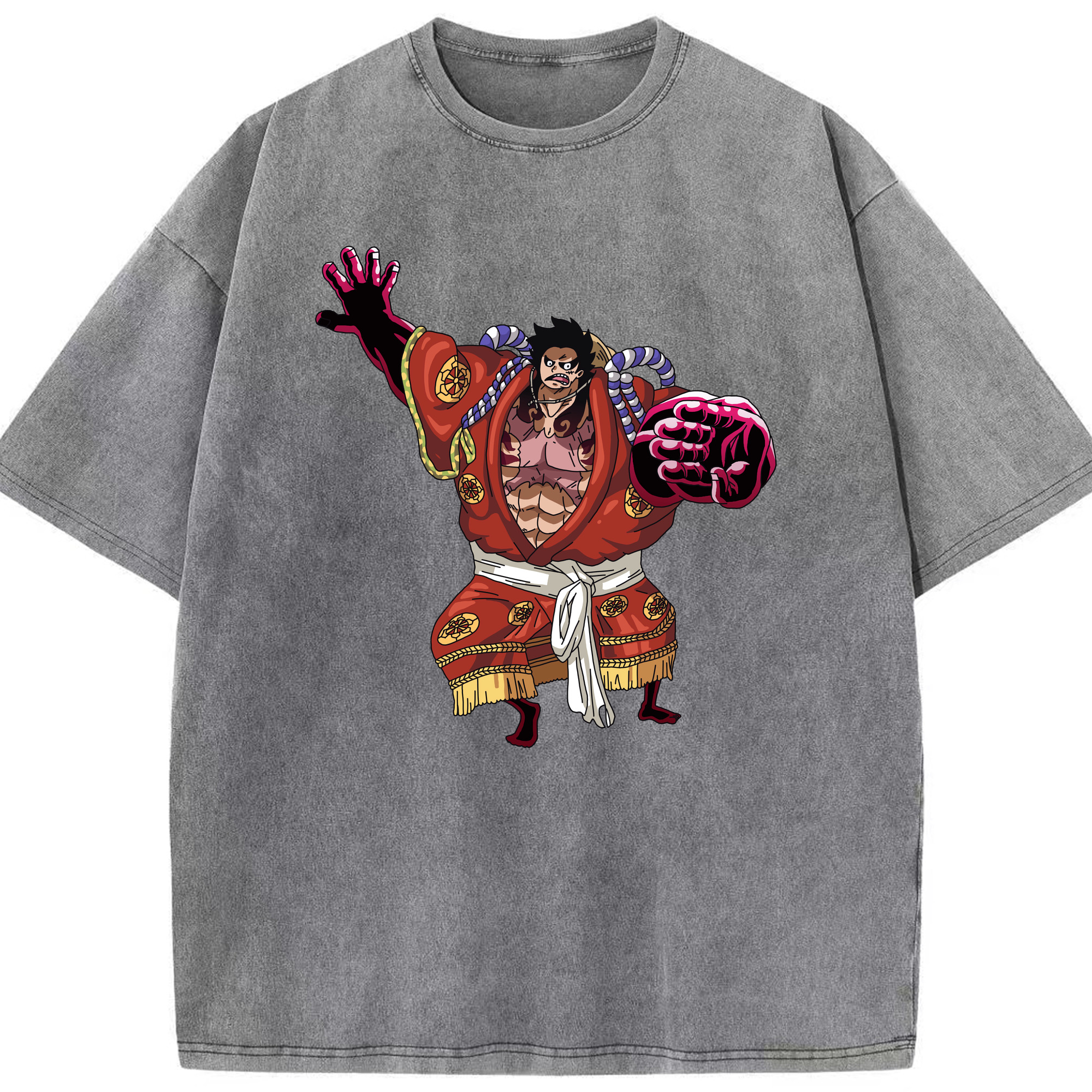 ワンピース モンキー・D・ルフィ ONE PIECE Monkey D. Luffy 綿100% ヴィンテージ風 半袖Tシャツ（フロントプリント）