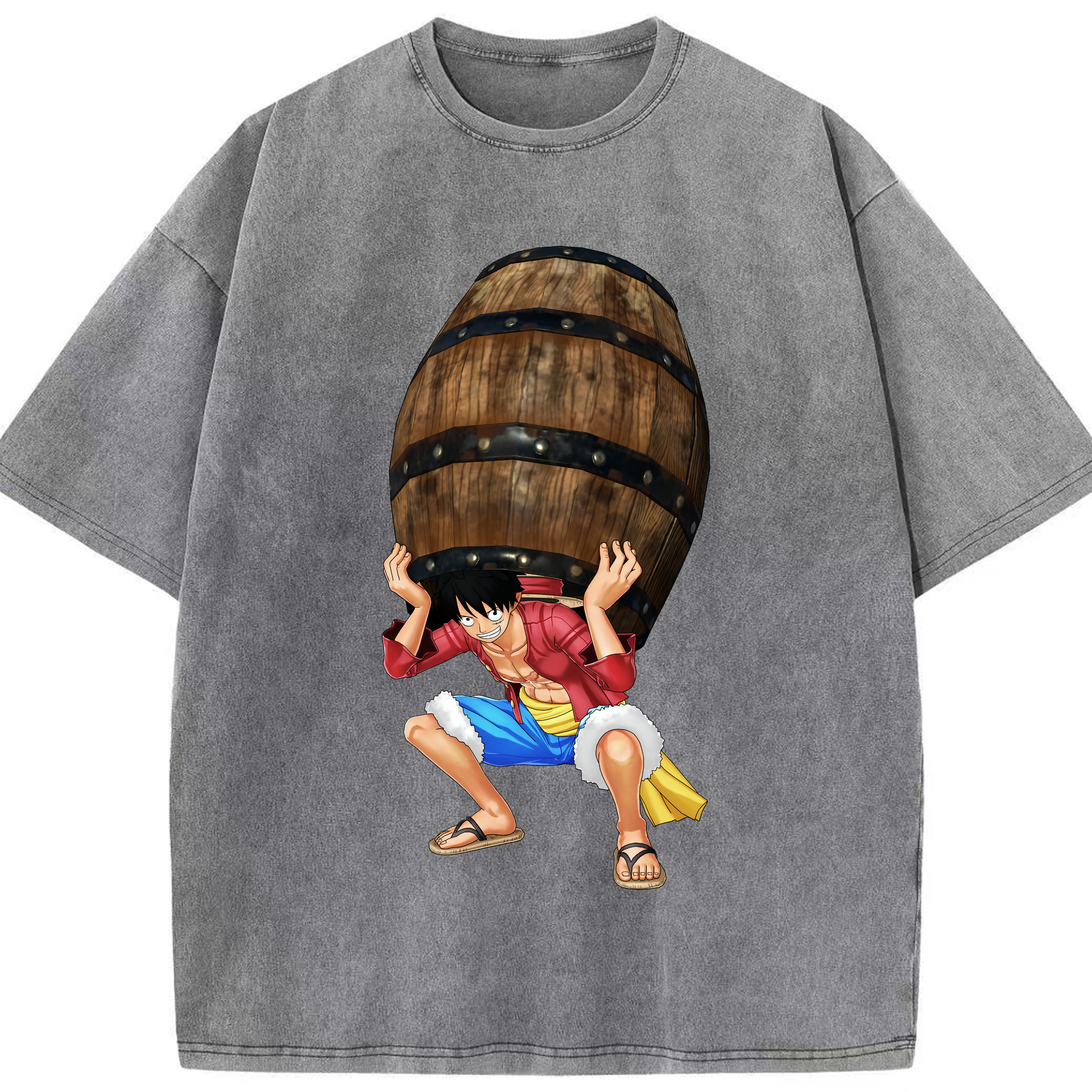ワンピース モンキー・D・ルフィ ONE PIECE Monkey D. Luffy 綿100% ヴィンテージ風 半袖Tシャツ（フロントプリント）