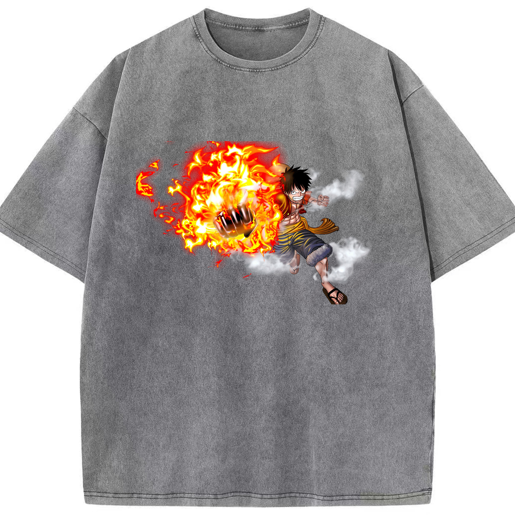 ワンピース モンキー・D・ルフィ ONE PIECE Monkey D. Luffy 綿100% ヴィンテージ風 半袖Tシャツ（フロントプリント）