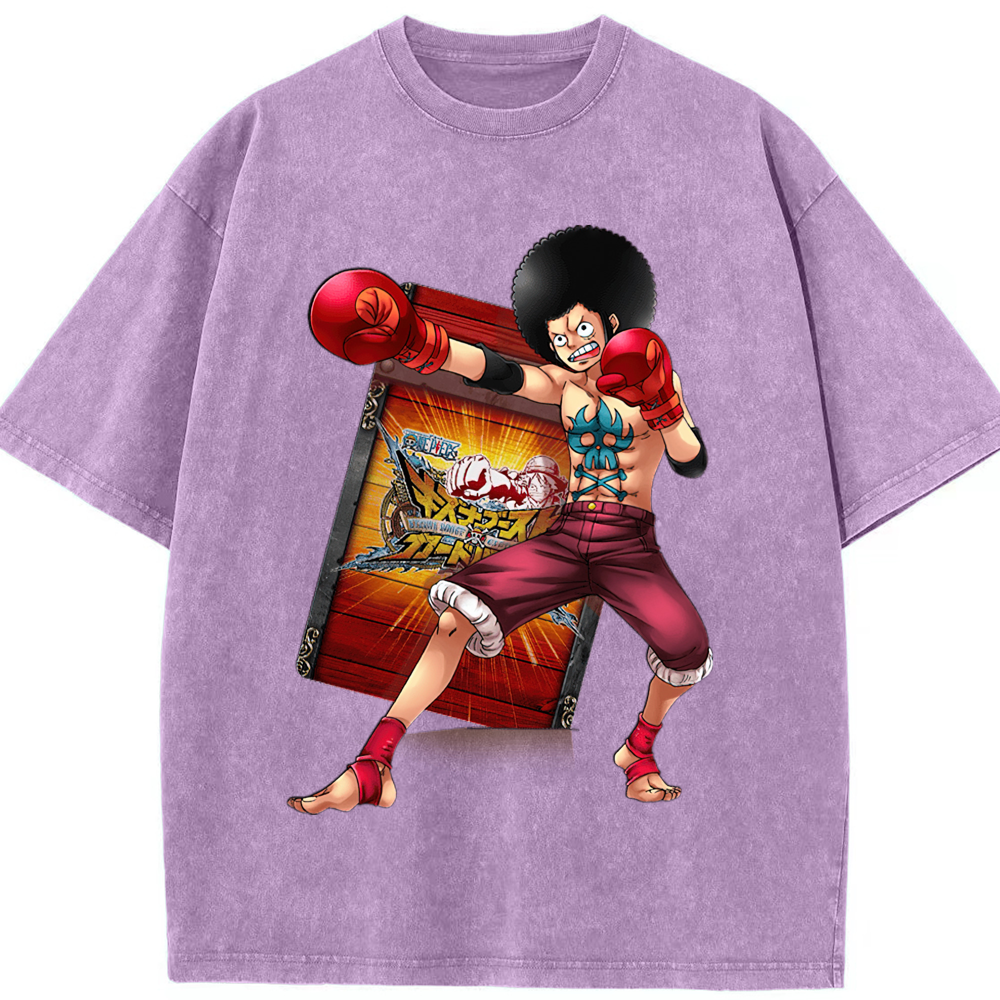 ワンピース モンキー・D・ルフィ ONE PIECE Monkey D. Luffy 綿100% ヴィンテージ風 半袖Tシャツ（フロントプリント）