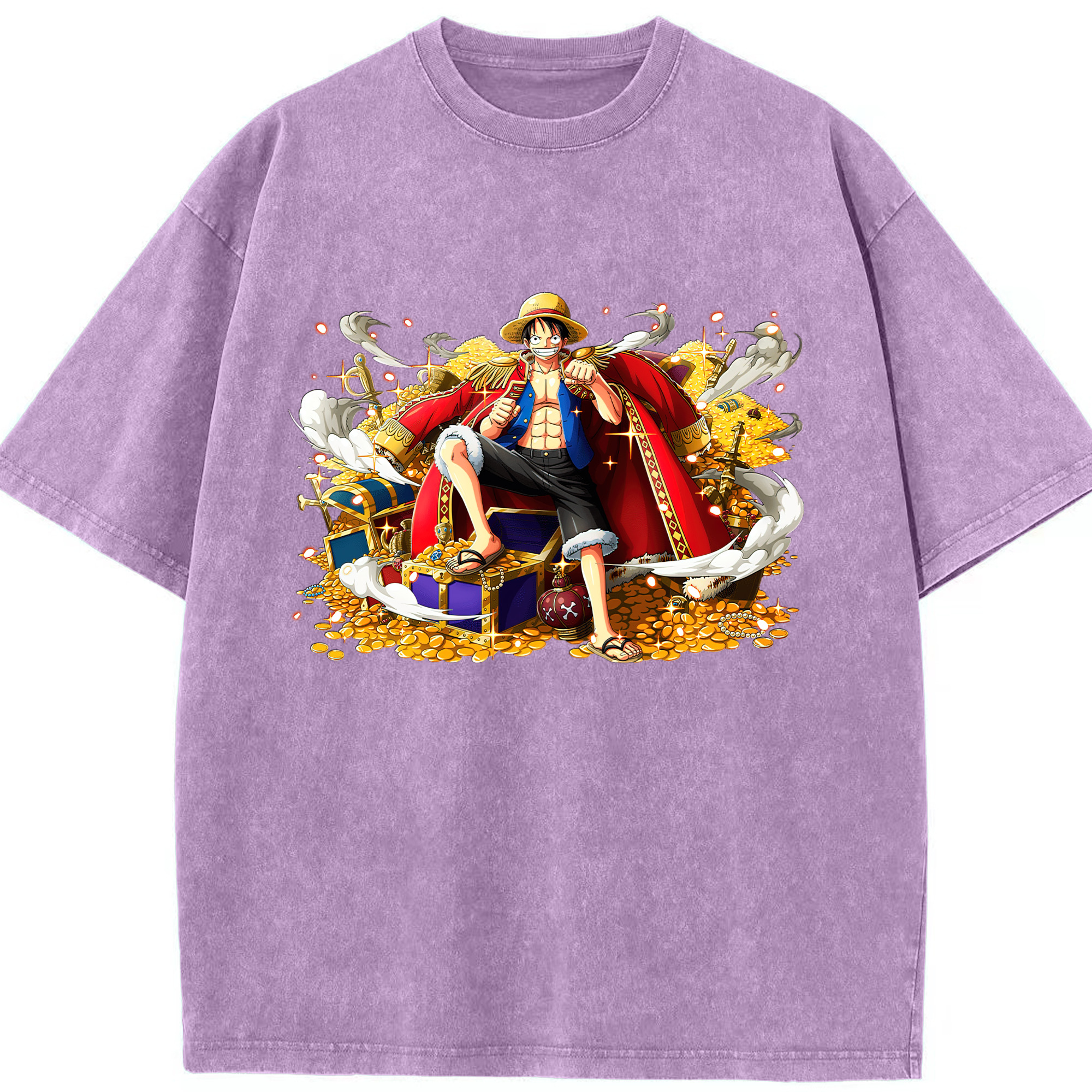 ワンピース モンキー・D・ルフィ ONE PIECE Monkey D. Luffy 綿100% ヴィンテージ風 半袖Tシャツ（フロントプリント）
