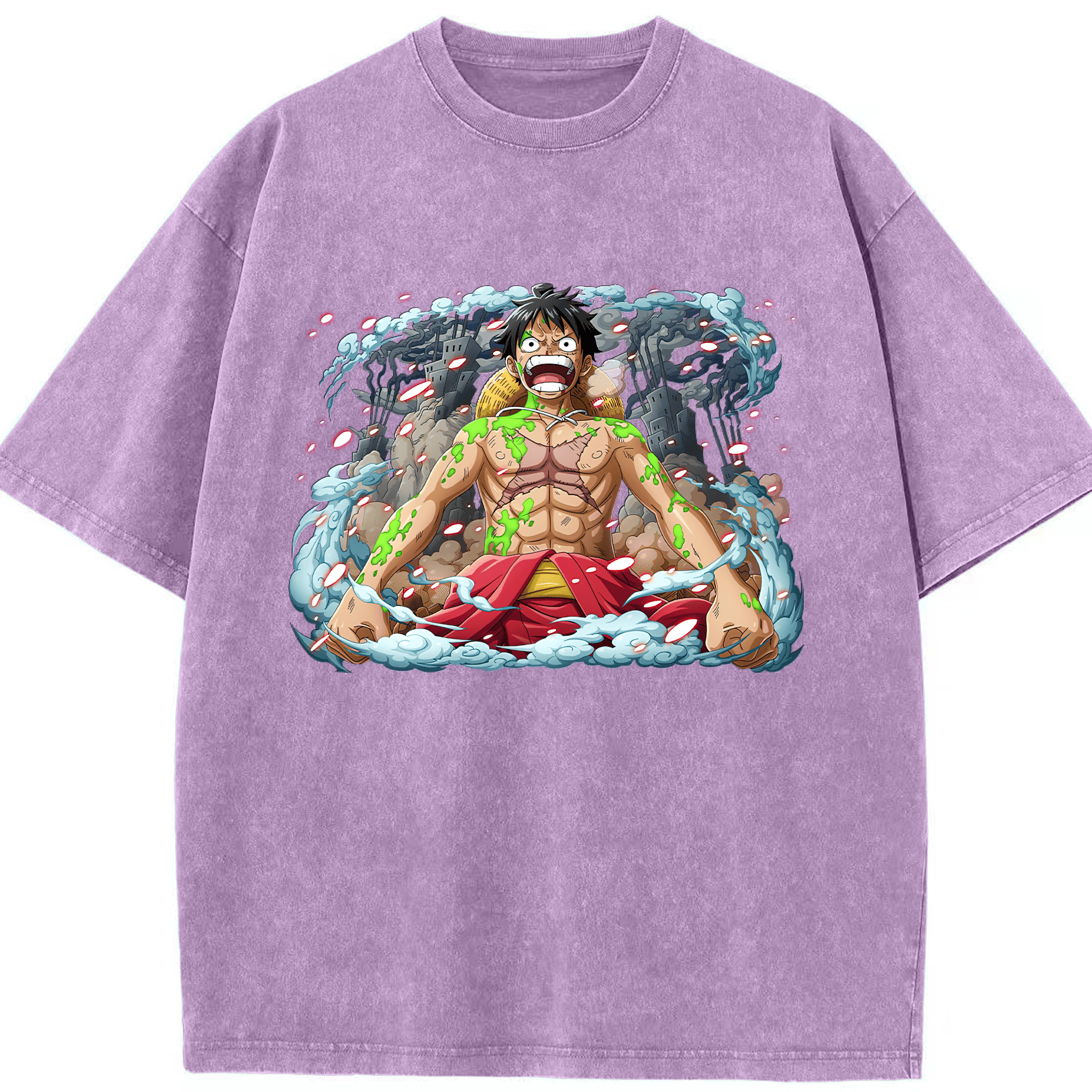ワンピース モンキー・D・ルフィ ONE PIECE Monkey D. Luffy 綿100% ヴィンテージ風 半袖Tシャツ（フロントプリント）