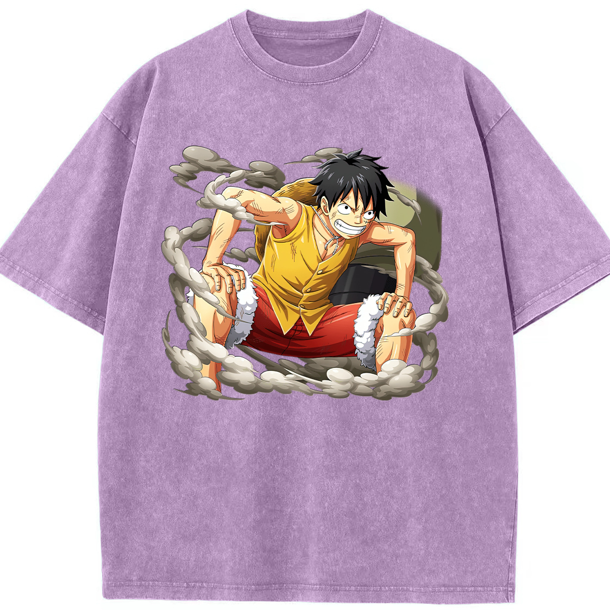 ワンピース モンキー・D・ルフィ ONE PIECE Monkey D. Luffy 綿100% ヴィンテージ風 半袖Tシャツ（フロントプリント）