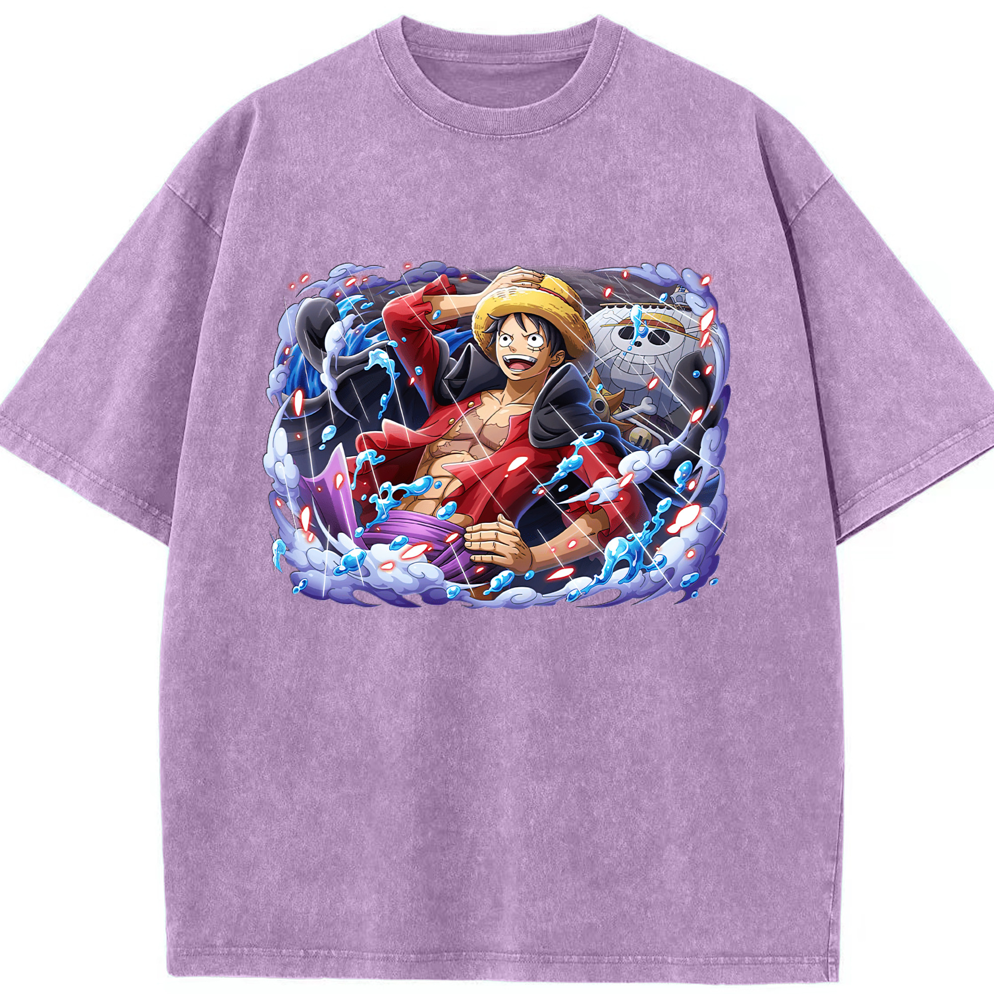 ワンピース モンキー・D・ルフィ ONE PIECE Monkey D. Luffy 綿100% ヴィンテージ風 半袖Tシャツ（フロントプリント）