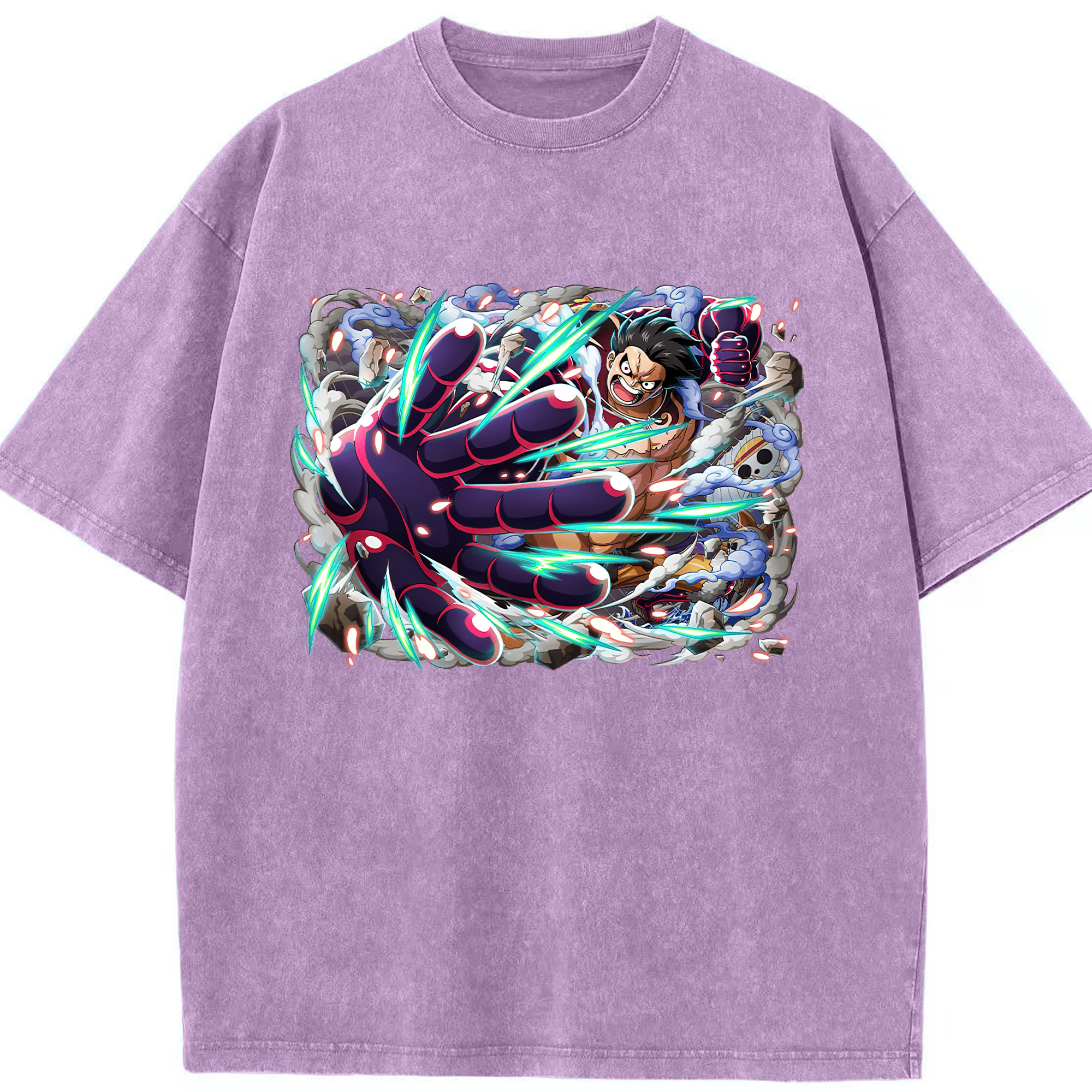 ワンピース モンキー・D・ルフィ ONE PIECE Monkey D. Luffy 綿100% ヴィンテージ風 半袖Tシャツ（フロントプリント）