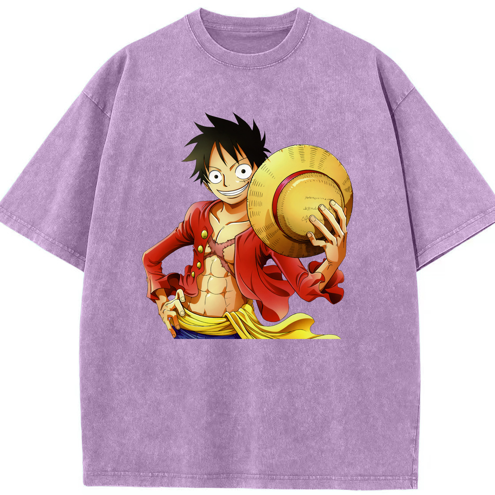 ワンピース モンキー・D・ルフィ ONE PIECE Monkey D. Luffy 綿100% ヴィンテージ風 半袖Tシャツ（フロントプリント）