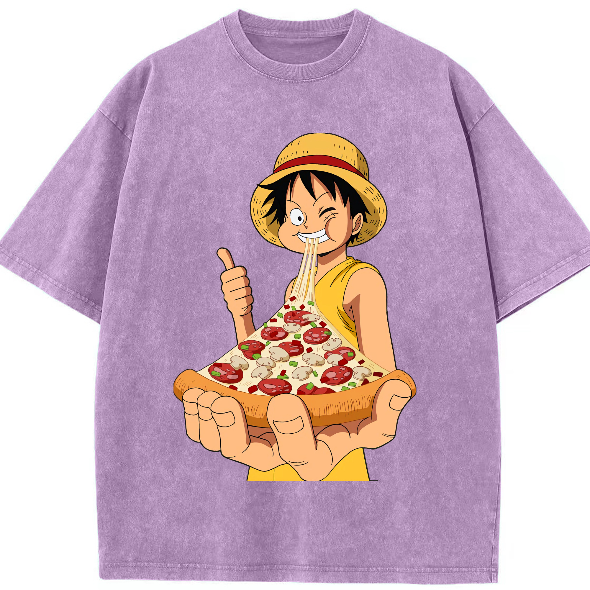 ワンピース モンキー・D・ルフィ ONE PIECE Monkey D. Luffy 綿100% ヴィンテージ風 半袖Tシャツ（フロントプリント）