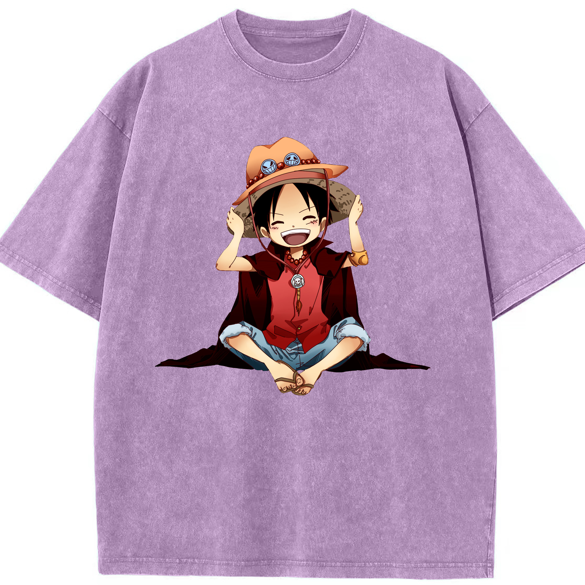 ワンピース モンキー・D・ルフィ ONE PIECE Monkey D. Luffy 綿100% ヴィンテージ風 半袖Tシャツ（フロントプリント）