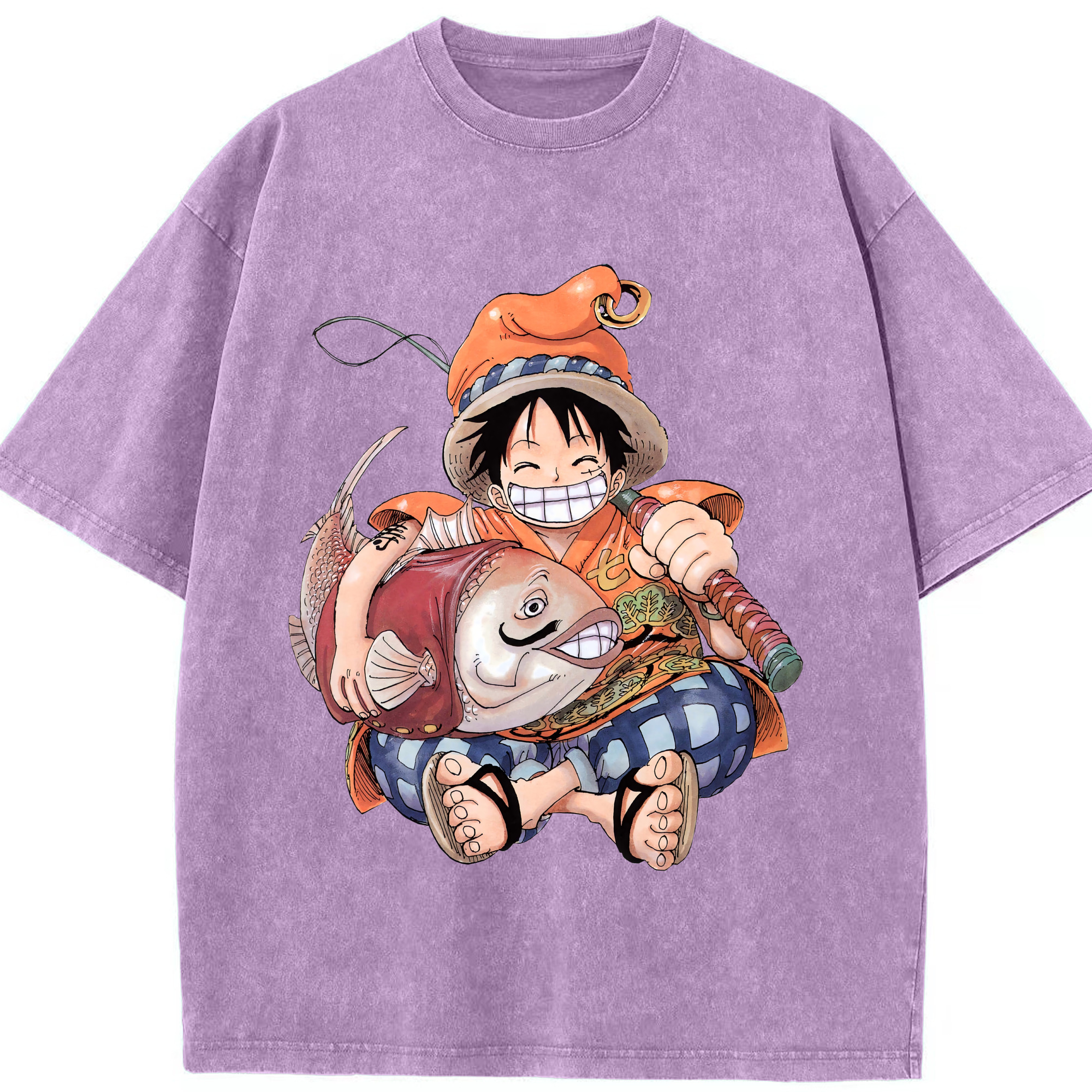 ワンピース モンキー・D・ルフィ ONE PIECE Monkey D. Luffy 綿100% ヴィンテージ風 半袖Tシャツ（フロントプリント）