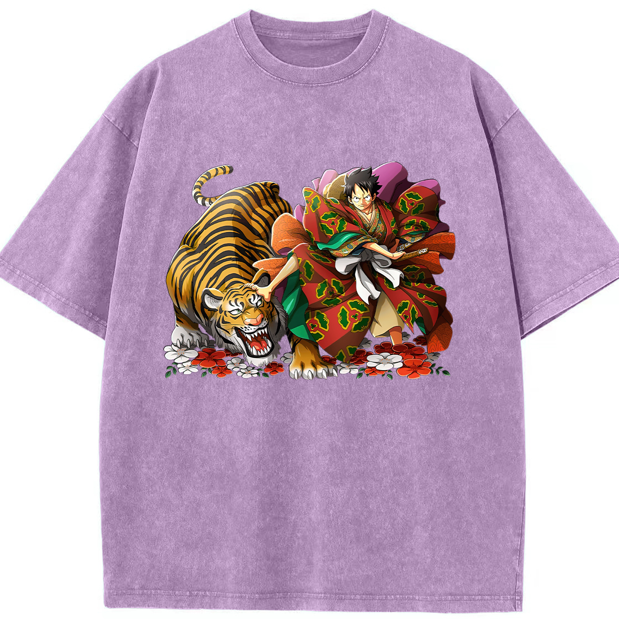 （画像用） ワンピース モンキー・D・ルフィ ONE PIECE Monkey D. Luffy 綿100% ヴィンテージ風 半袖Tシャツ（フロントプリント）
