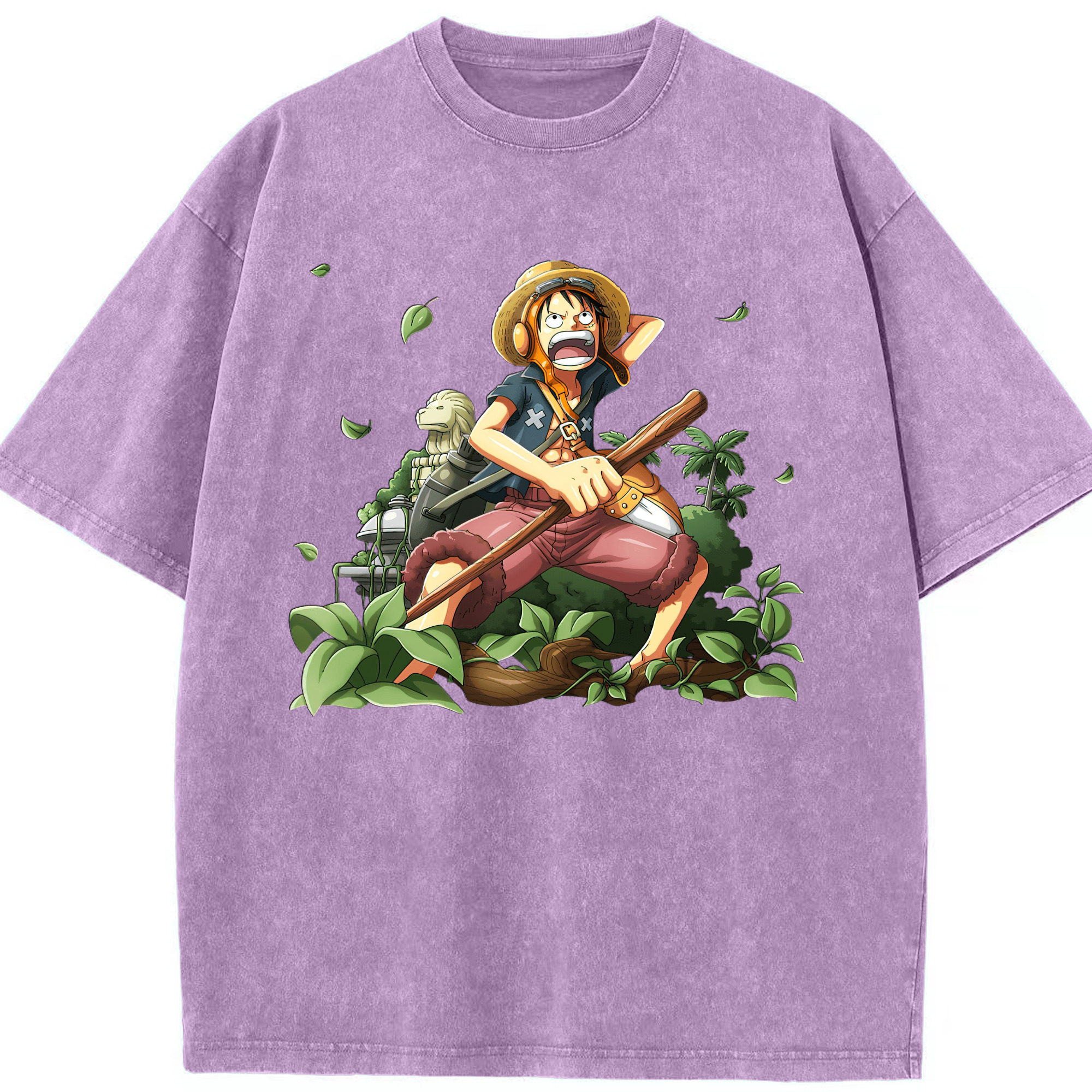 （画像用） ワンピース モンキー・D・ルフィ ONE PIECE Monkey D. Luffy 綿100% ヴィンテージ風 半袖Tシャツ（フロントプリント）