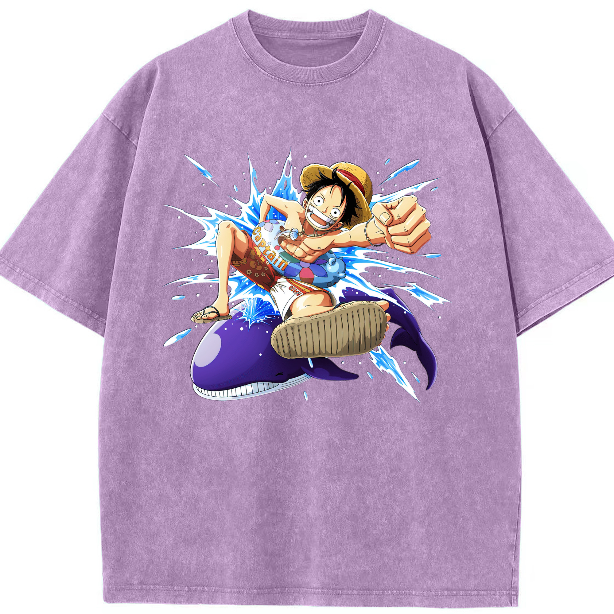 ワンピース モンキー・D・ルフィ ONE PIECE Monkey D. Luffy 綿100% ヴィンテージ風 半袖Tシャツ（フロントプリント）