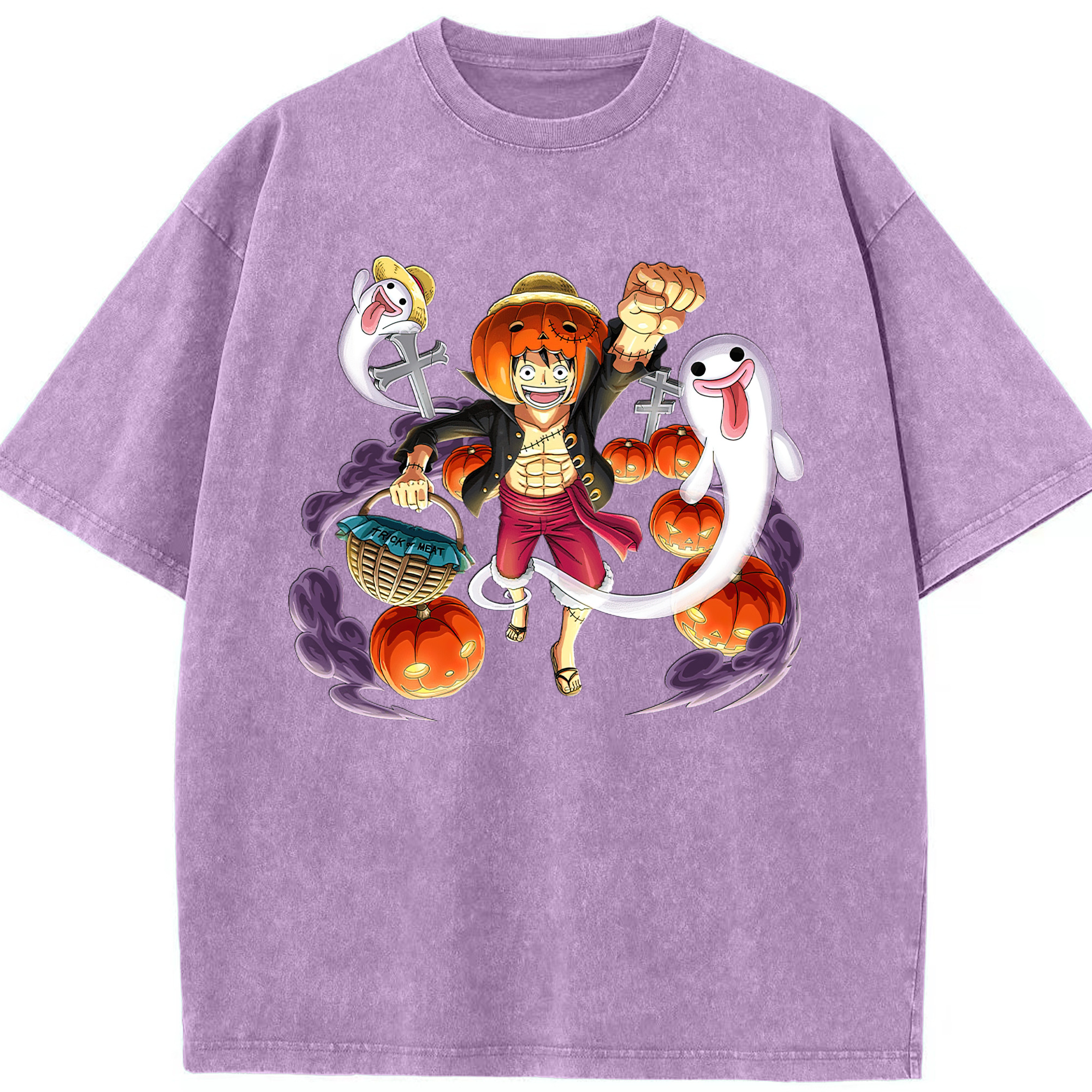 ワンピース モンキー・D・ルフィ ONE PIECE Monkey D. Luffy 綿100% ヴィンテージ風 半袖Tシャツ（フロントプリント）