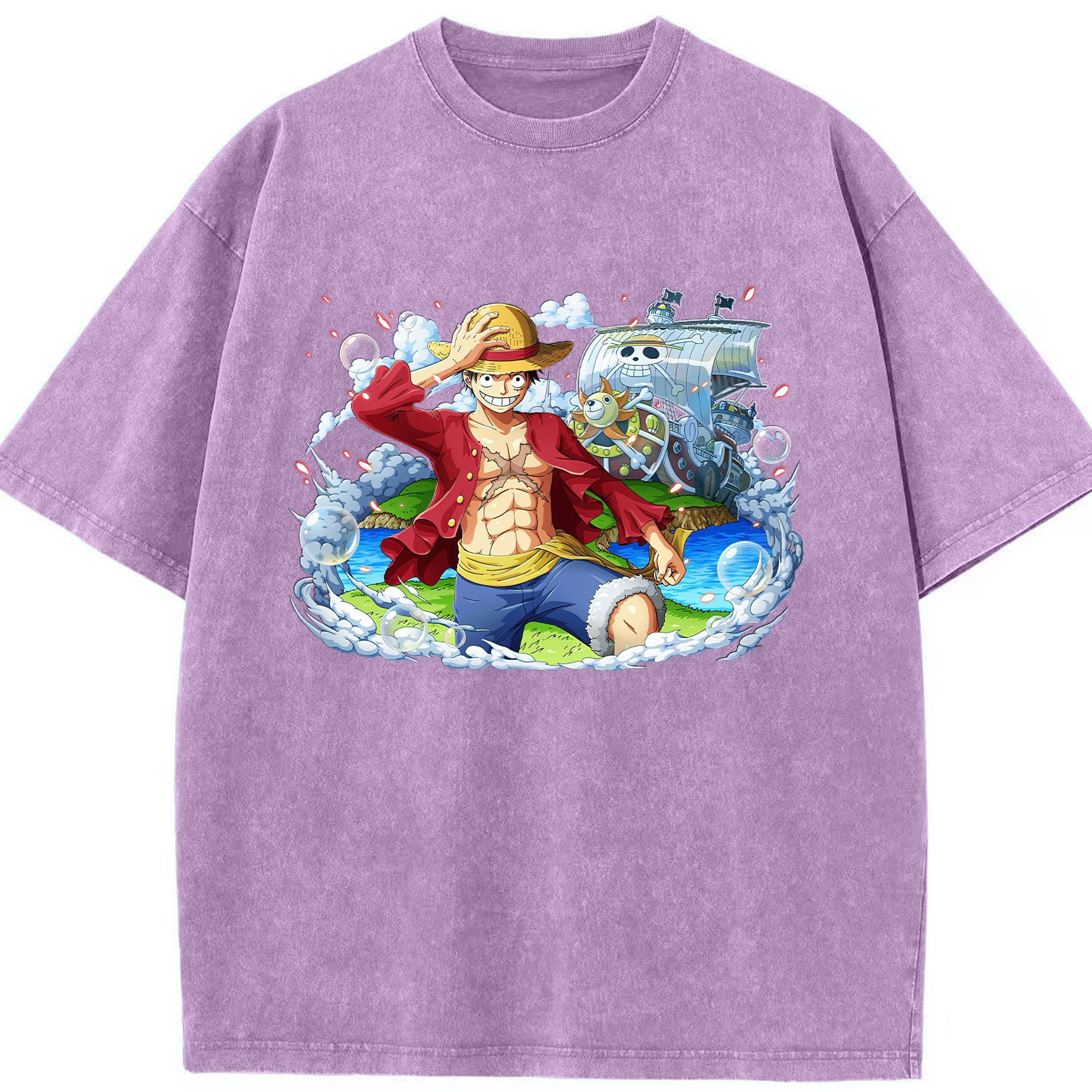 ワンピース モンキー・D・ルフィ ONE PIECE Monkey D. Luffy 綿100% ヴィンテージ風 半袖Tシャツ（フロントプリント）